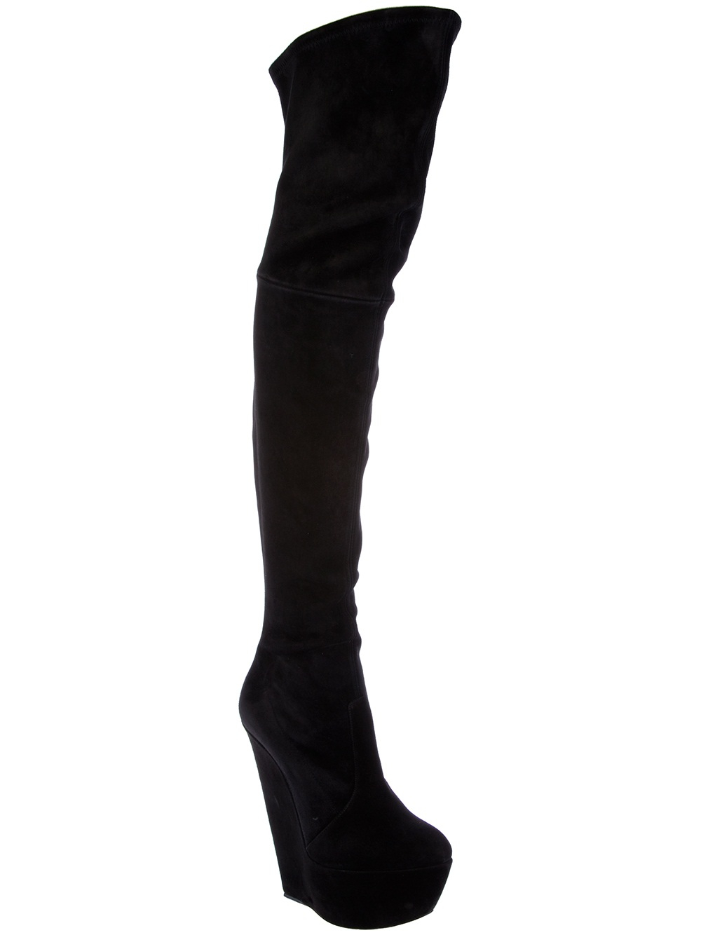 black fitted thigh high boots