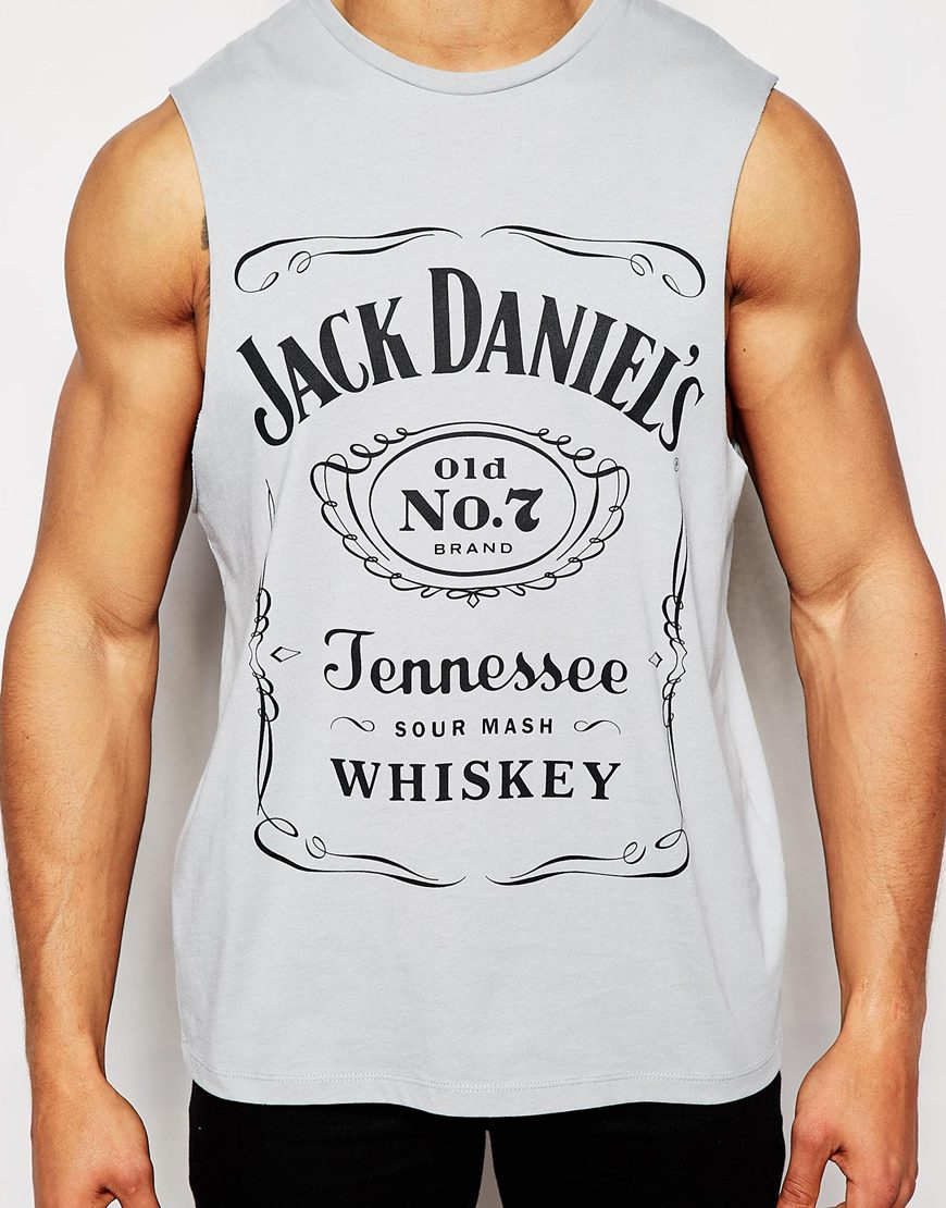 ASOS Sleeveless T-shirt With Jack Daniels Print in Grey (Gray) for Men -  Lyst