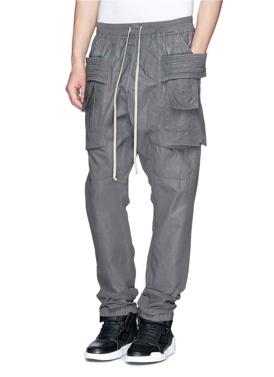 Rick Owens DRKSHDW 'Creatch' Waxed Cotton Cargo Pants in Gray for Men ...