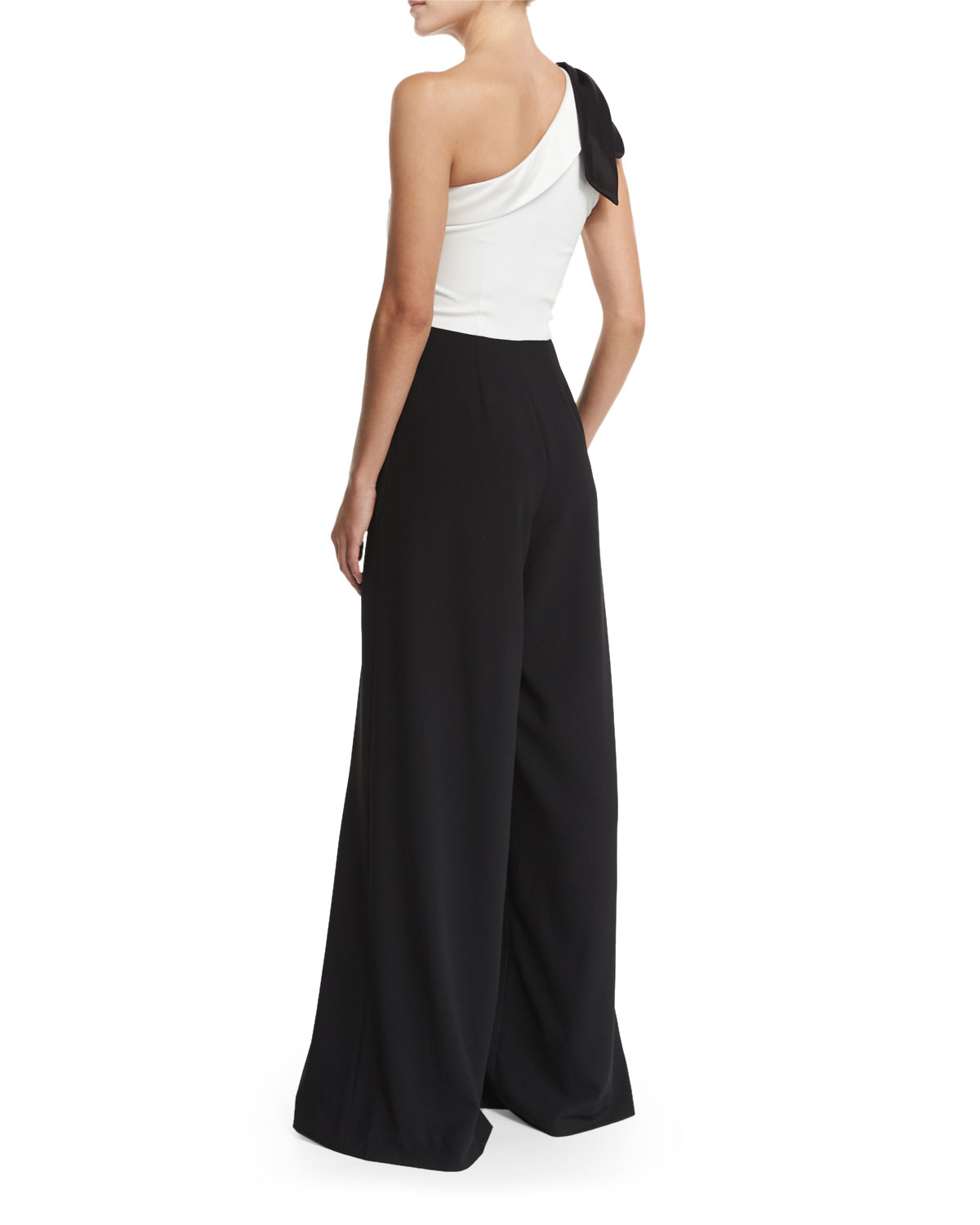Alice + olivia Debi Pleated One-shoulder Combo Jumpsuit in 