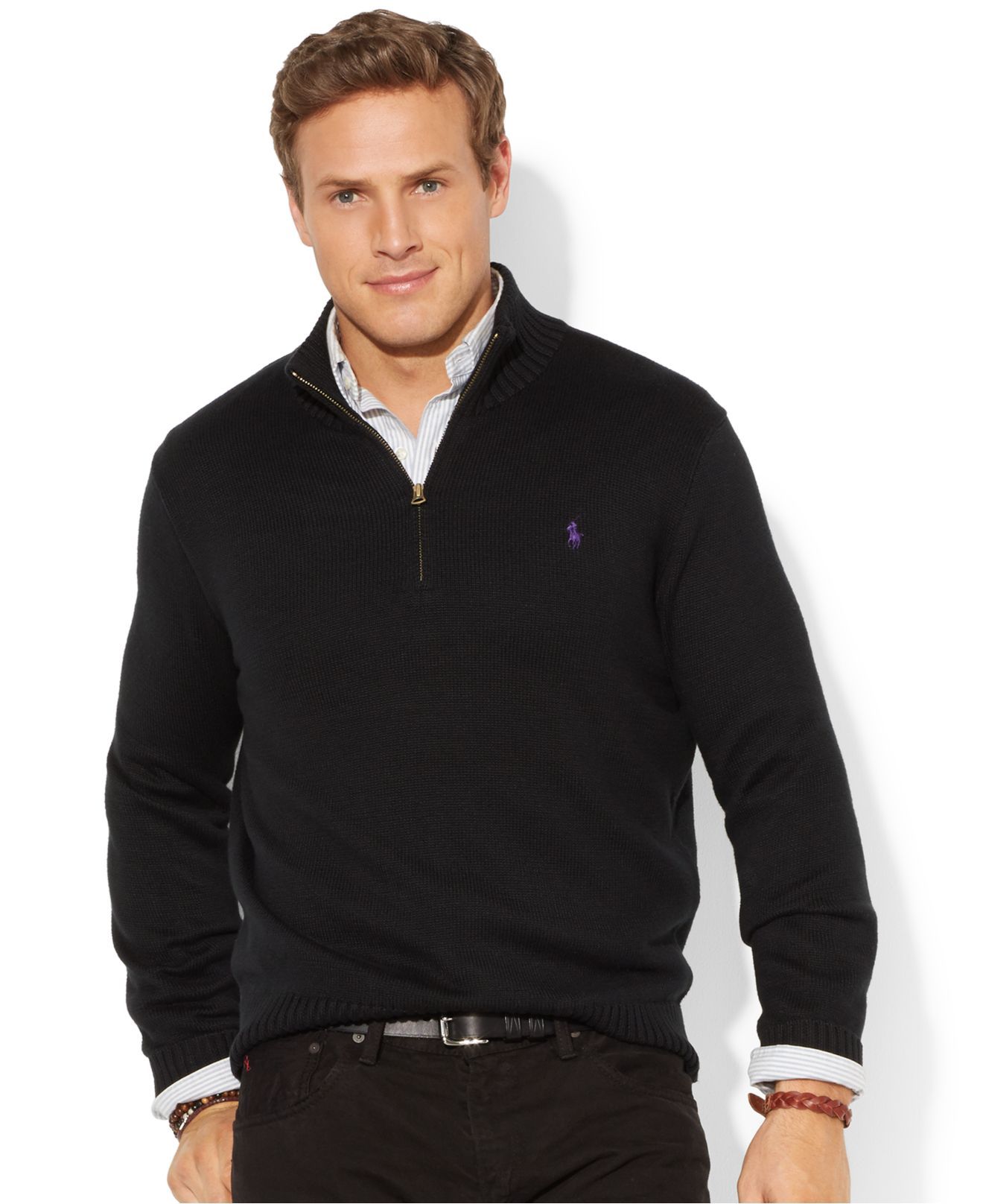 Polo Ralph Lauren Big And Tall Half-Zip Mockneck Sweater in Black for ...