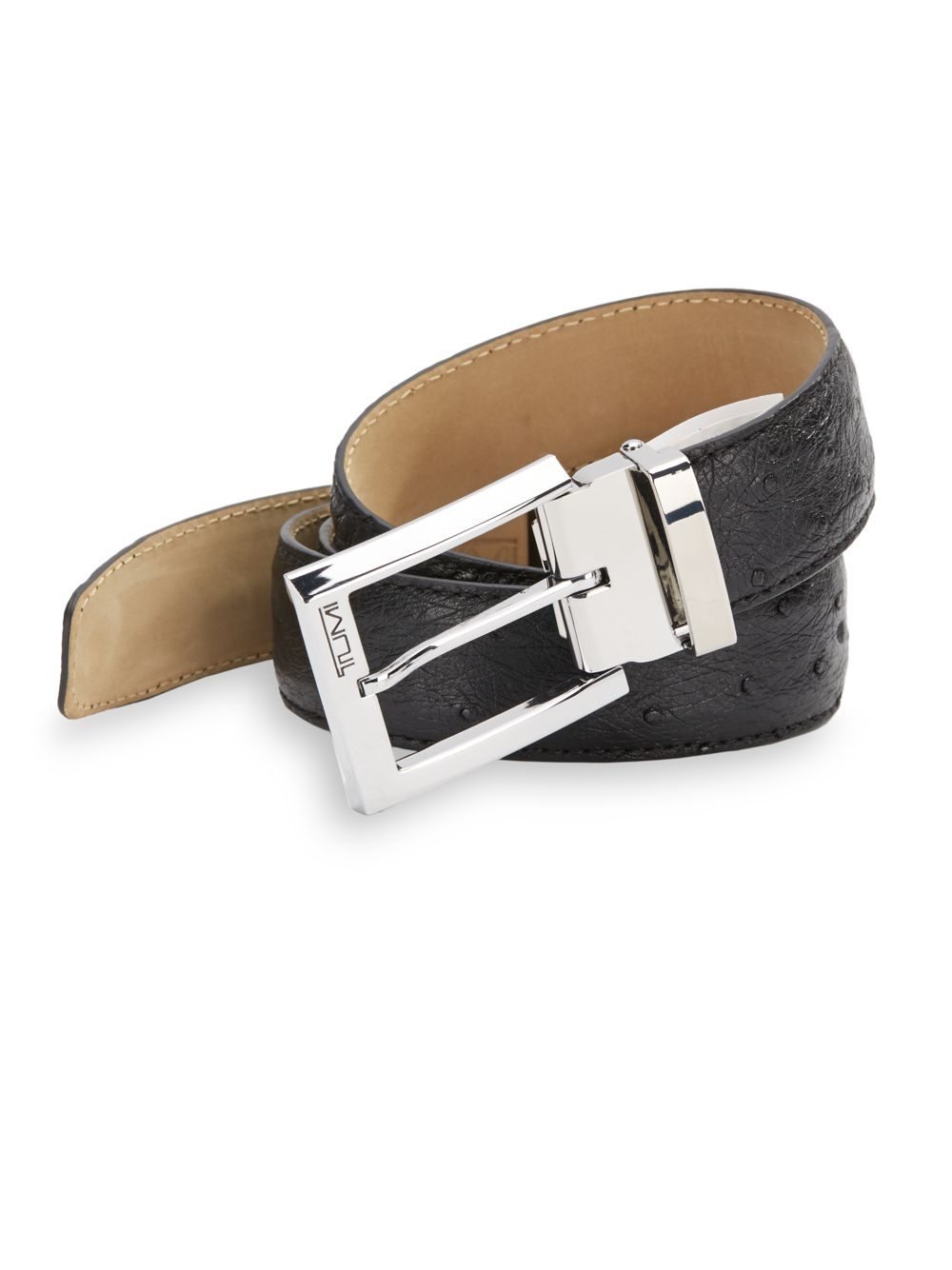 Lyst Tumi Ostrich Belt in Black for Men