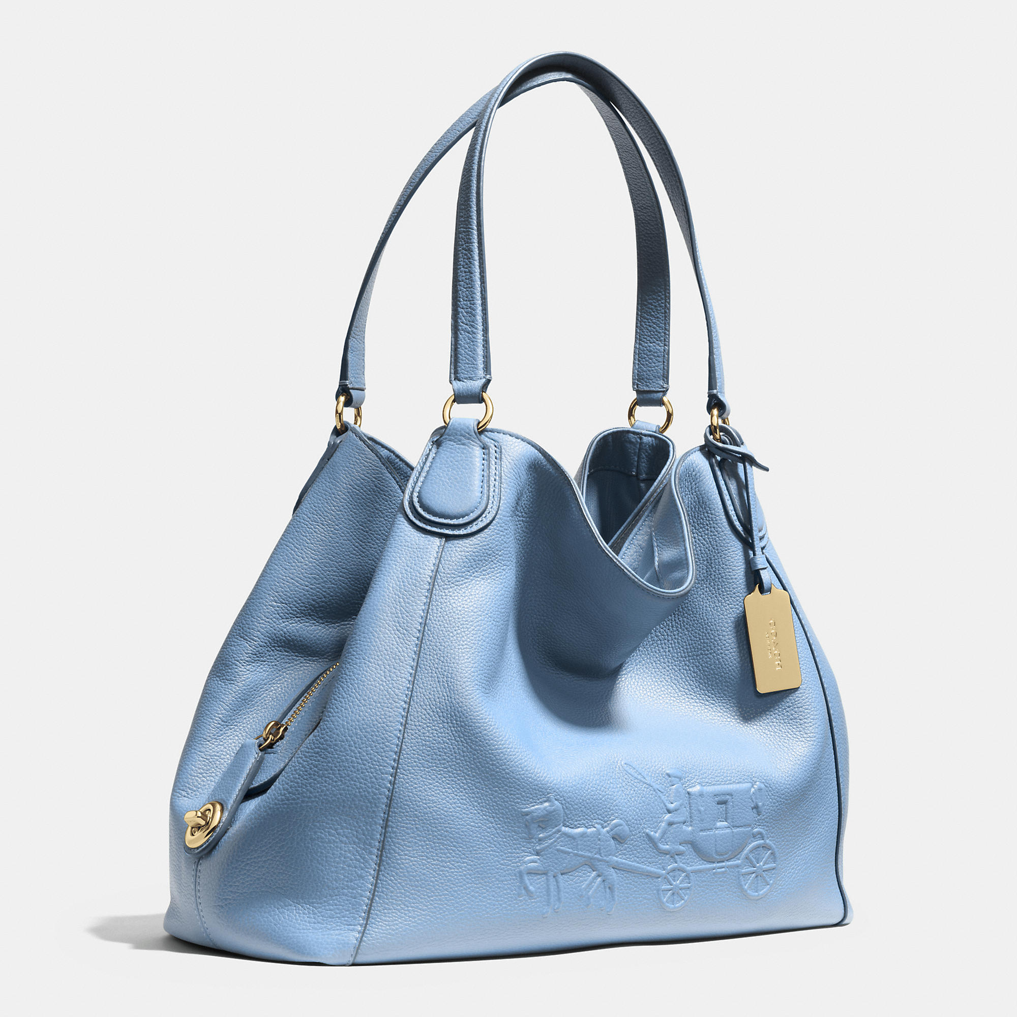 COACH Embossed Horse And Carriage Edie Shoulder Bag In Pebbled