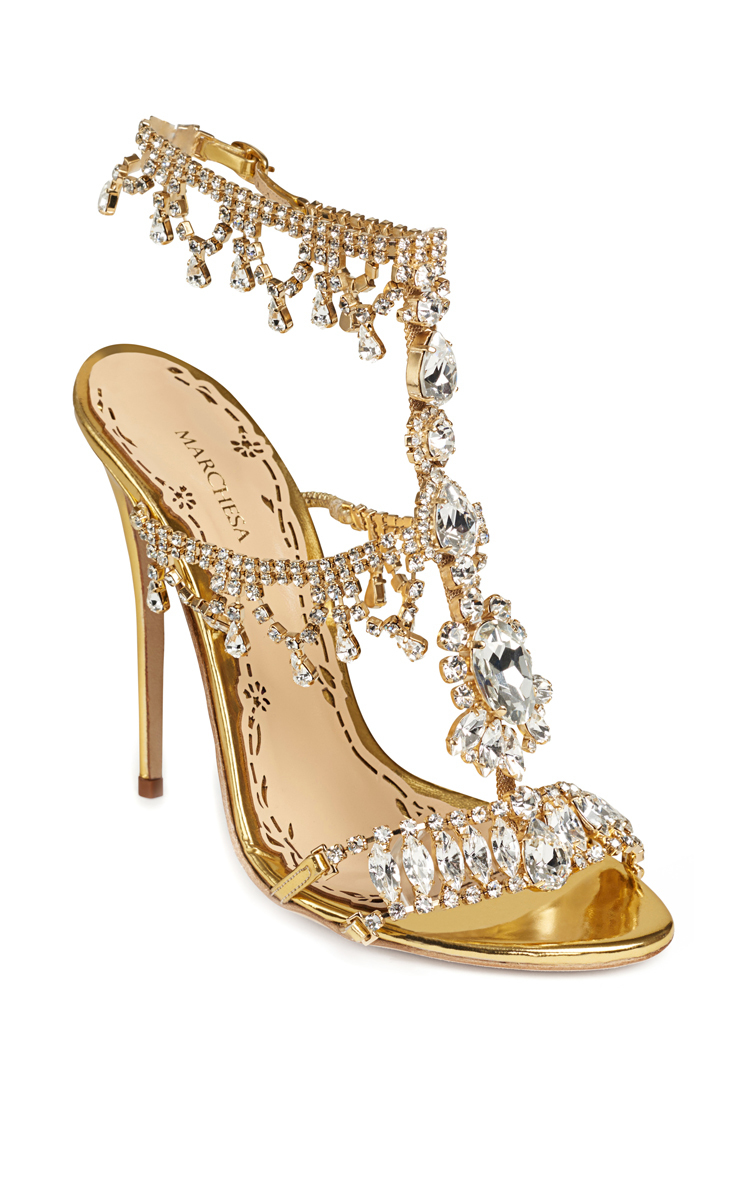 gold crystal sandals