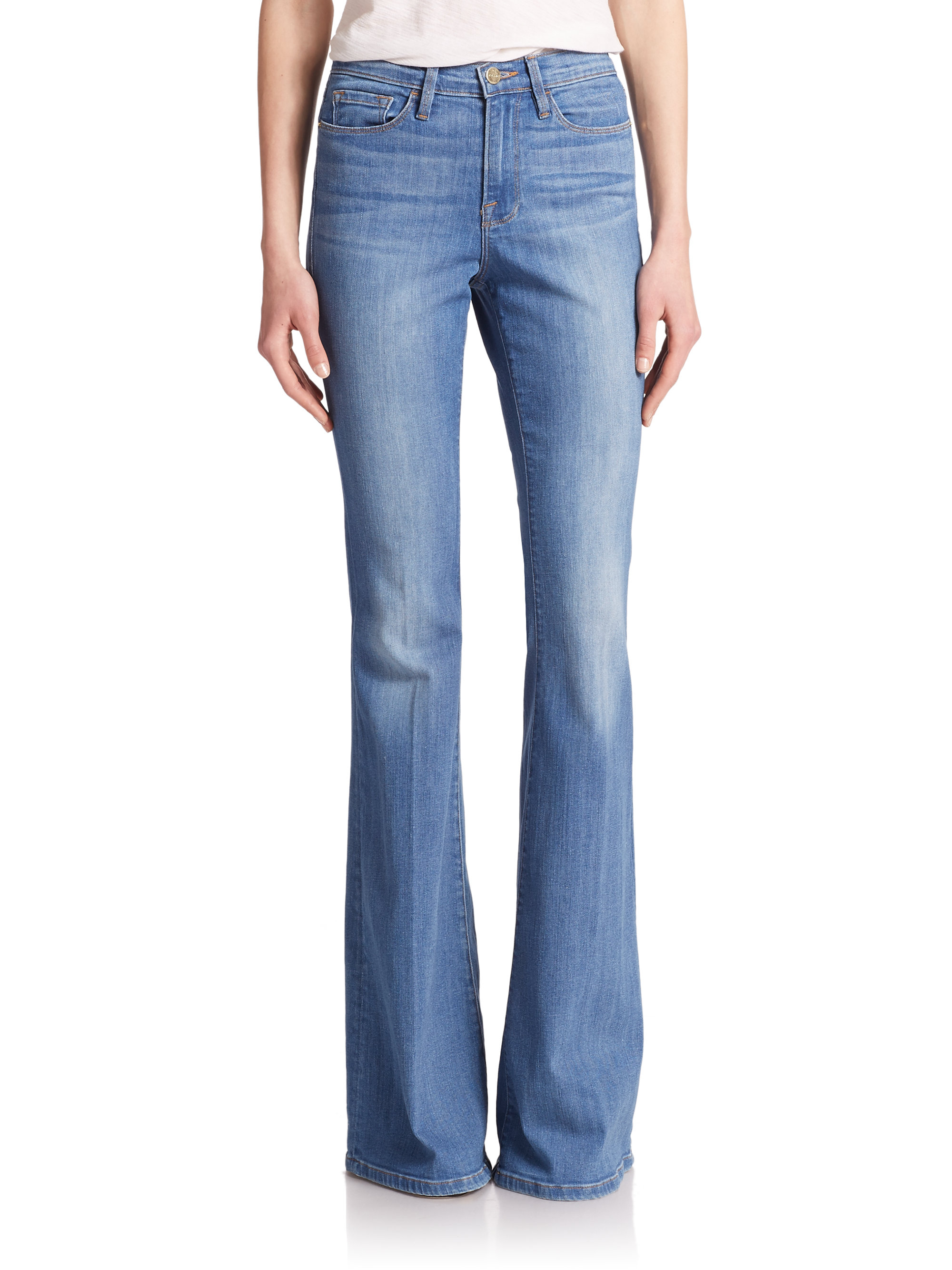 FRAME Le Forever Karlie Supermodel Length Flared Jeans in Blue | Lyst
