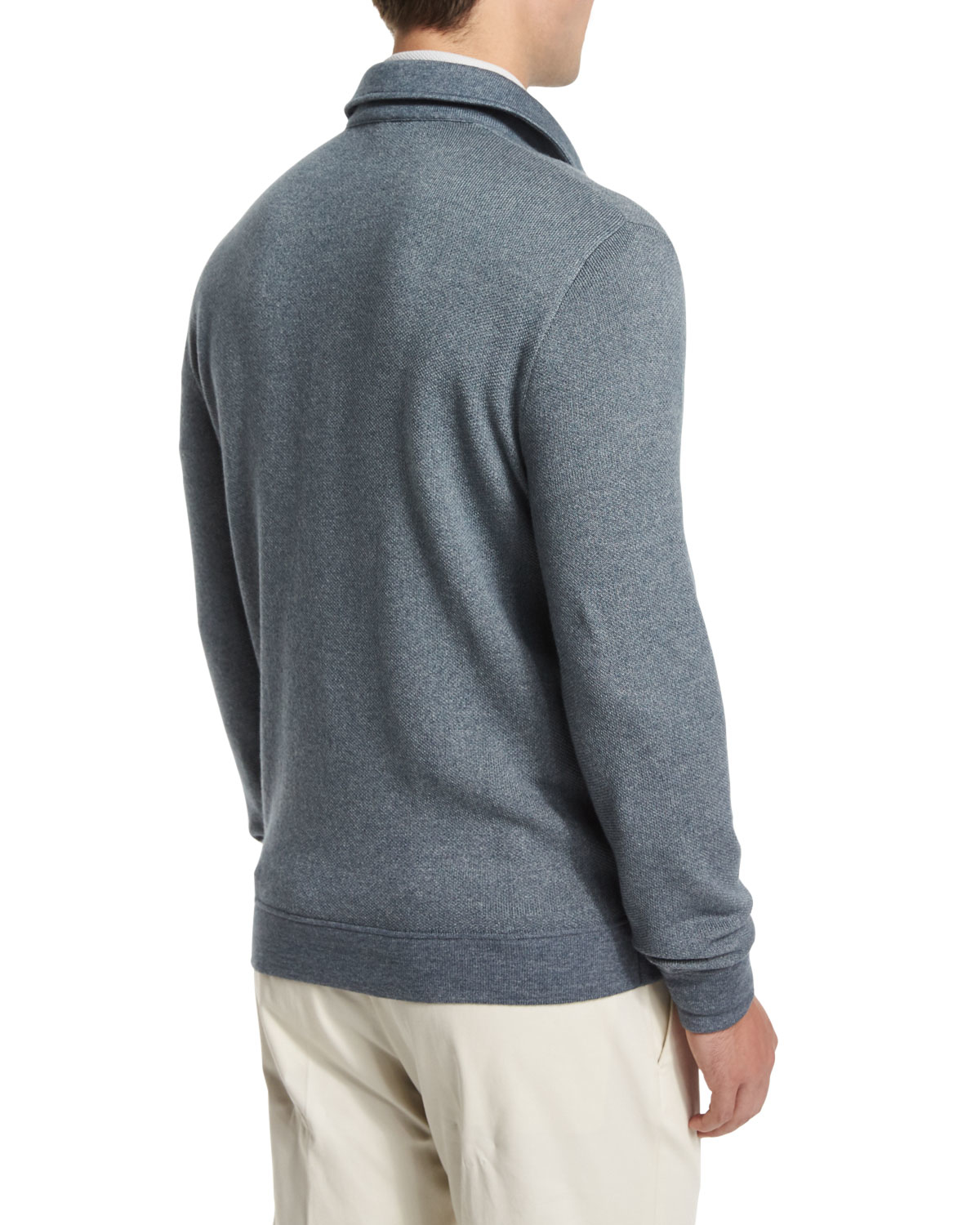 Loro Piana Cashmere Silk Long Sleeve Polo Sweater In Gray For Men Lyst