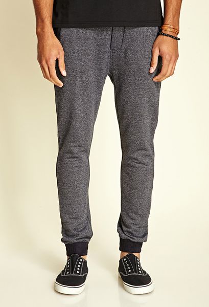 21men Faux Suede-Trimmed Marled Joggers in Gray for Men (Black/grey) | Lyst