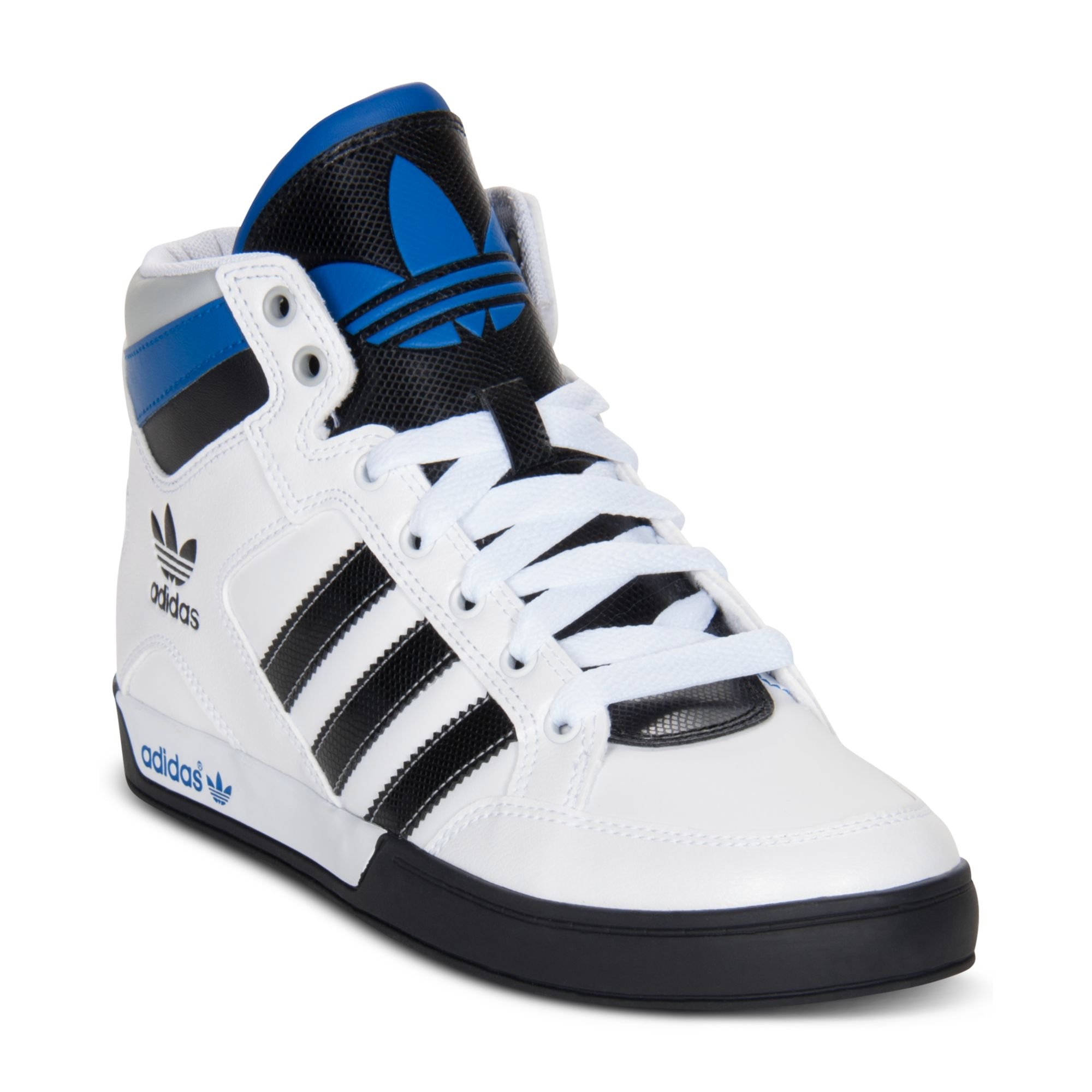 adidas Originals Hard Court Hi Casual Sneakers in White/Black/Blue ...