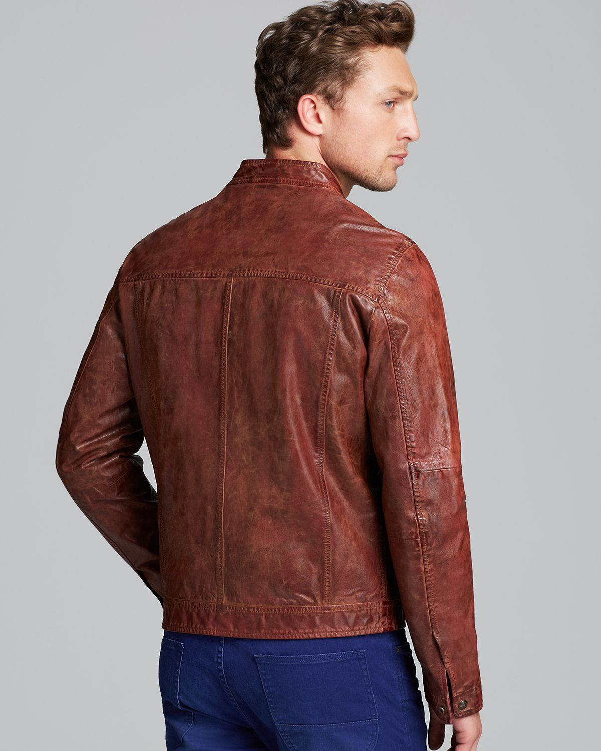 Scotch & Soda Scotch Soda Washed Leather Biker Jacket in Brown for Men Lyst