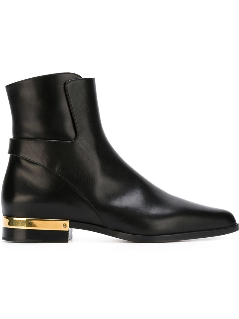 Chloé Gold Detail Boots in Black | Lyst