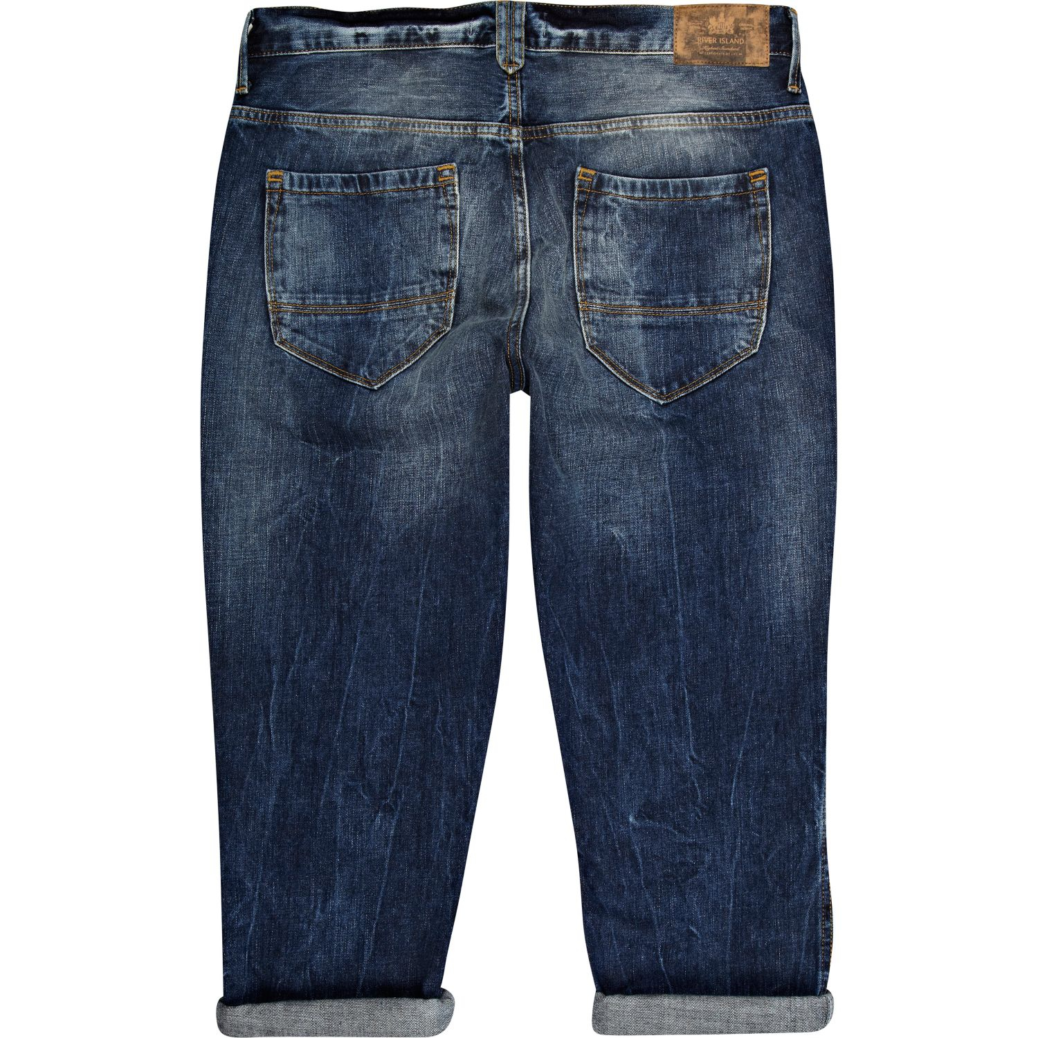 River island Mid Wash Larry Cropped Carrot Jeans in Blue for Men | Lyst