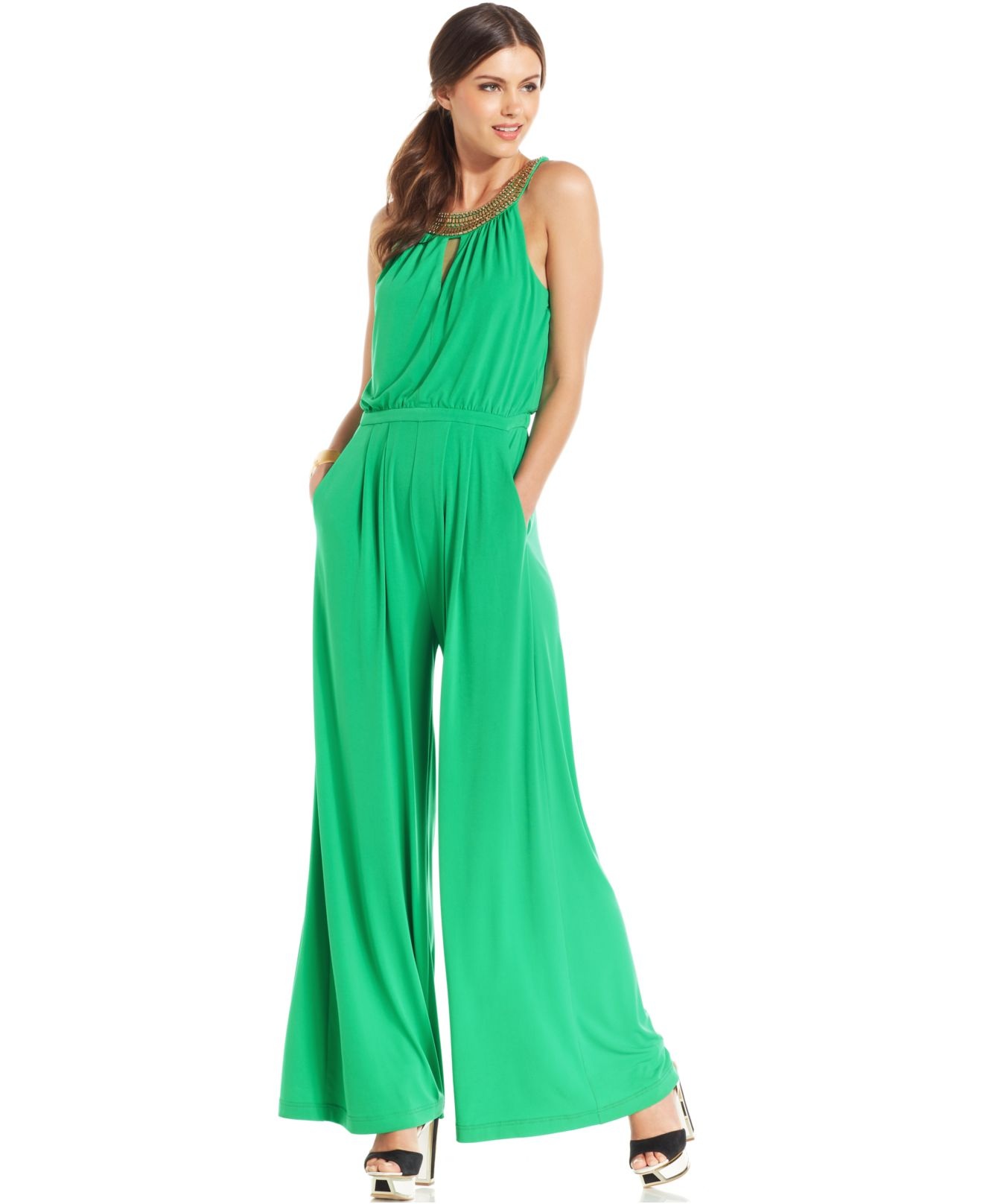vince camuto green jumpsuit
