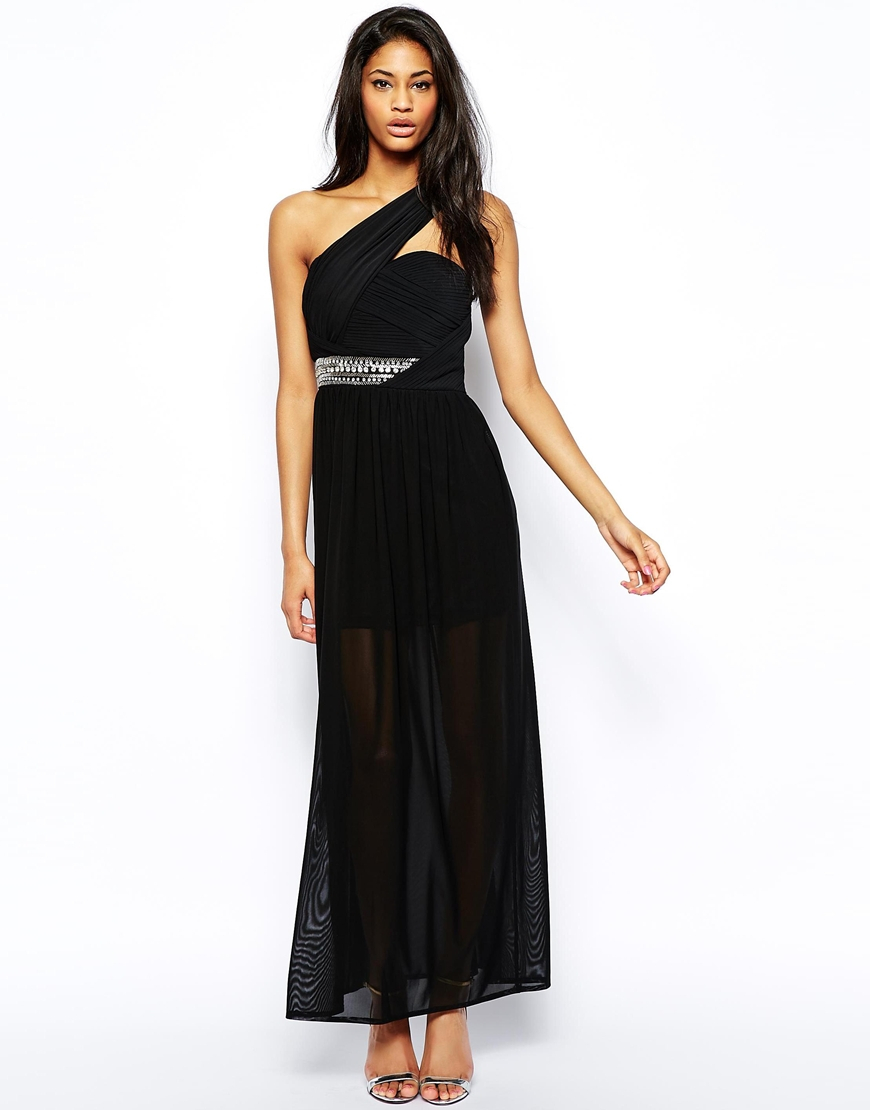 Tfnc One Shoulder Maxi Dress With Embellished Waist & Pleated Skirt in ...