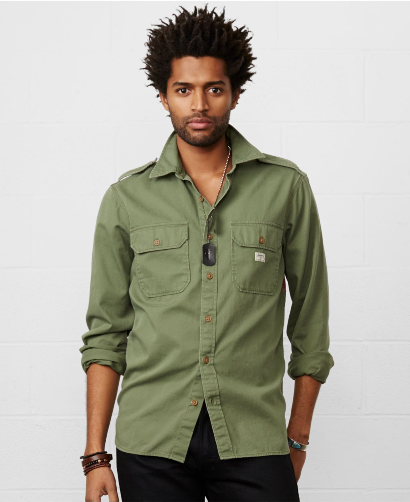 Thorny helgen nominelt Denim & Supply Ralph Lauren Flag-Back Military Shirt in Green for Men | Lyst