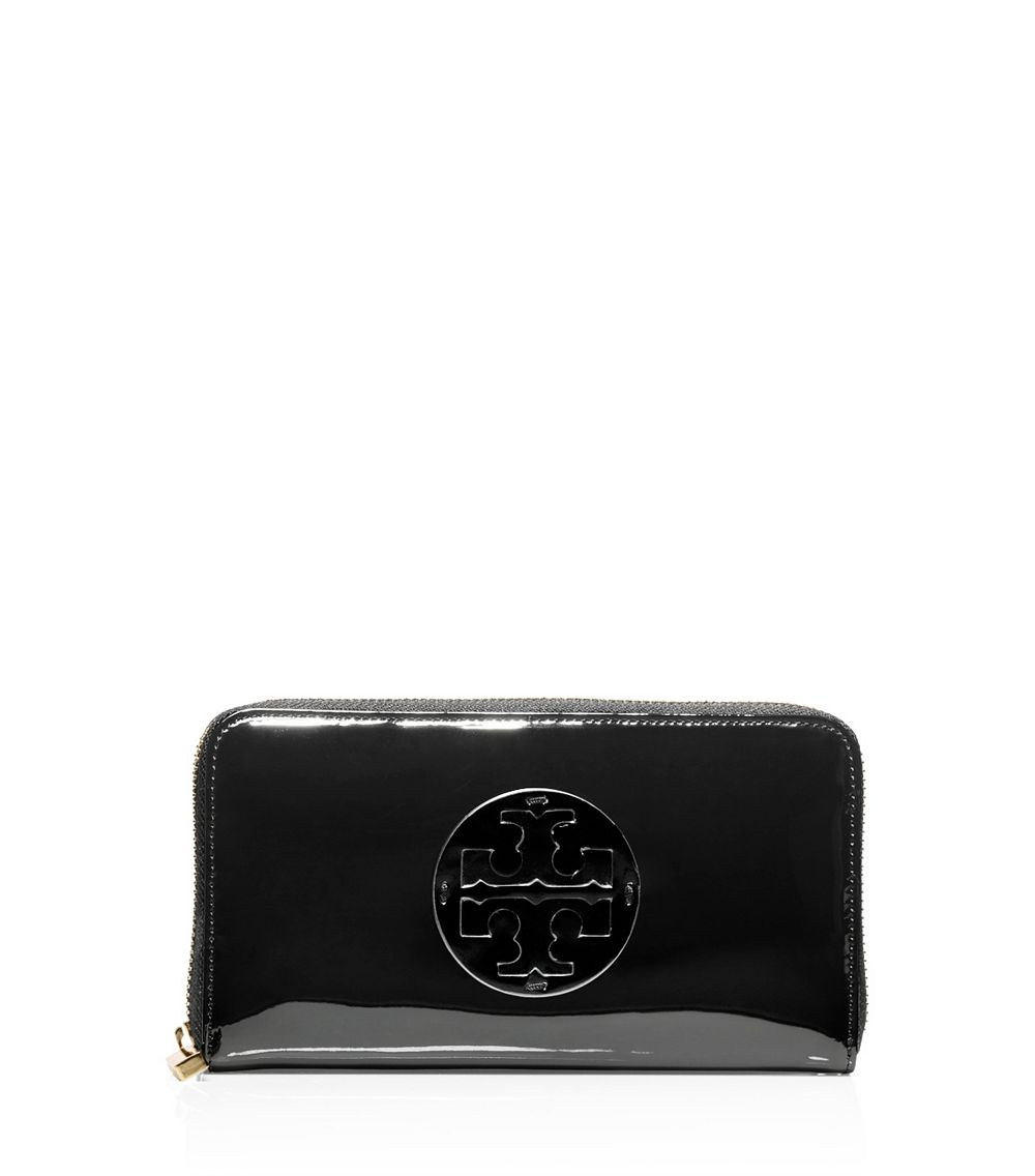 Tory Burch Patent Leather Continental Wallet in Black | Lyst