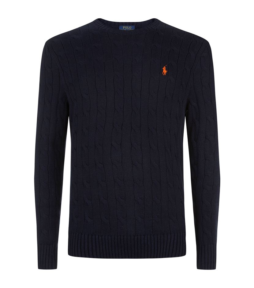 Polo ralph lauren Cable Knit Cotton Sweater in Blue for Men | Lyst