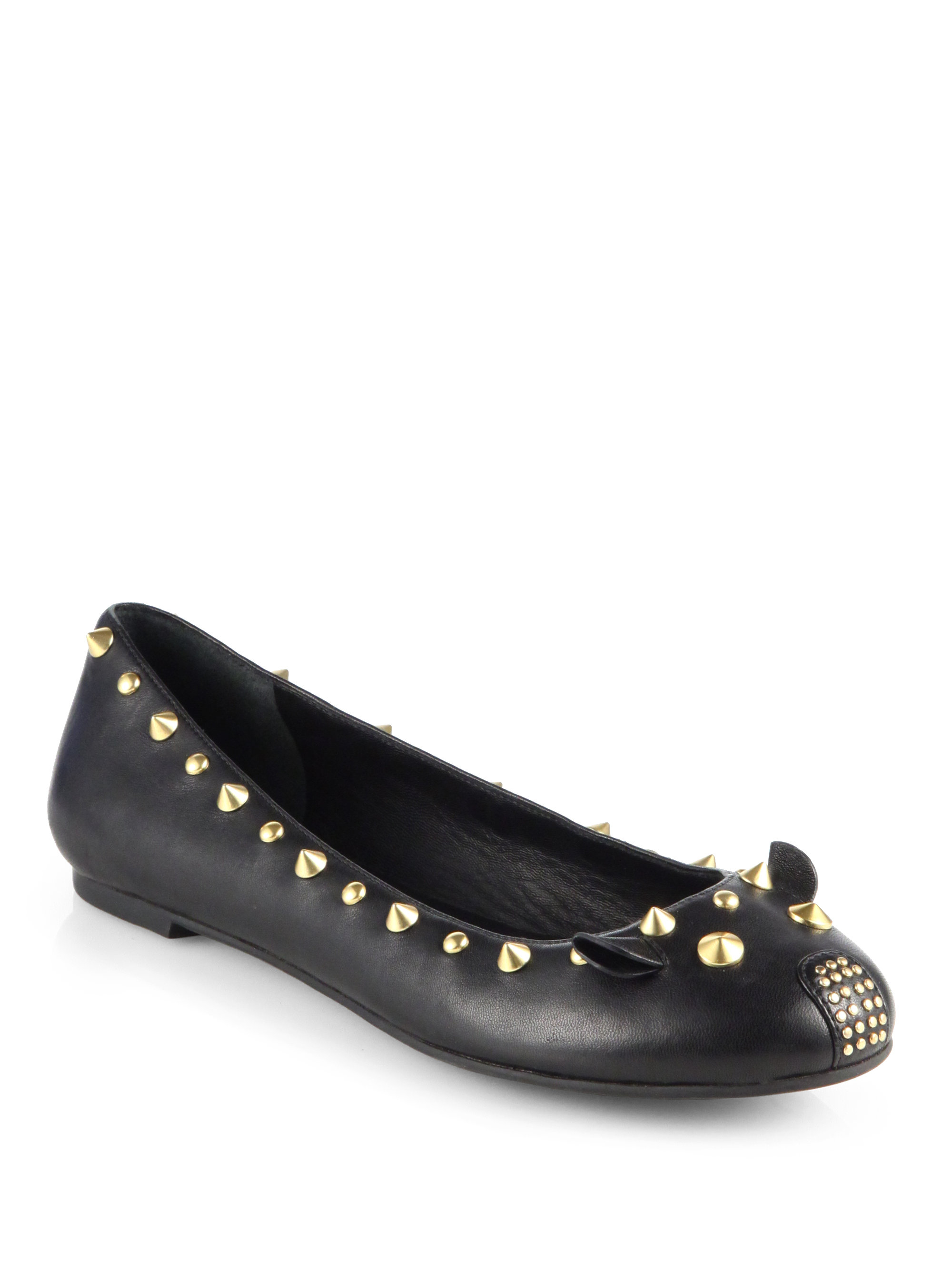 Lyst - Marc By Marc Jacobs Studded Leather Mouse Ballet Flats in Black