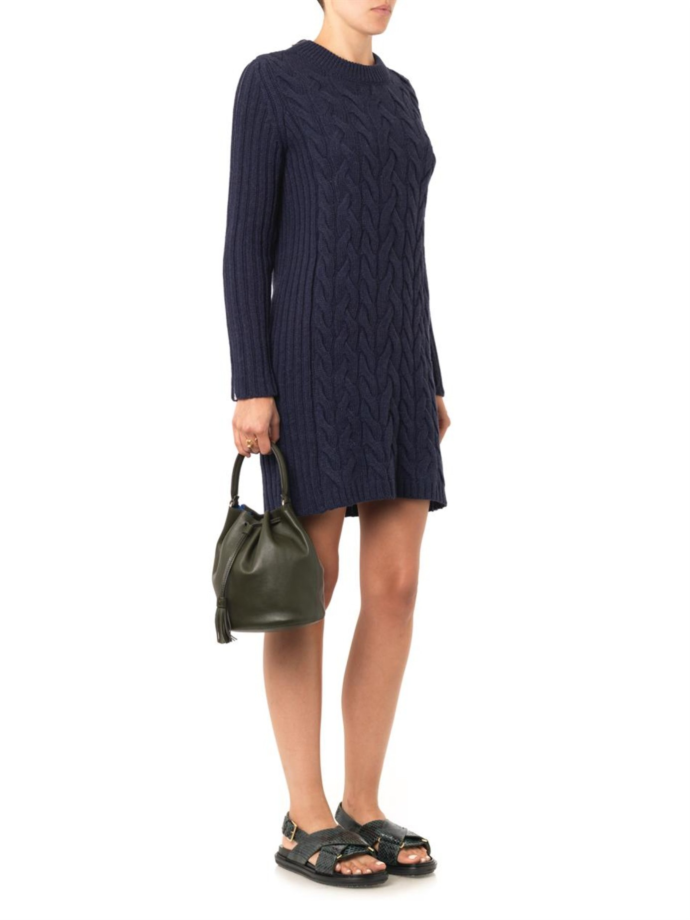 Lyst See By Chloé Cable Knit Sweater Dress In Blue Gallery