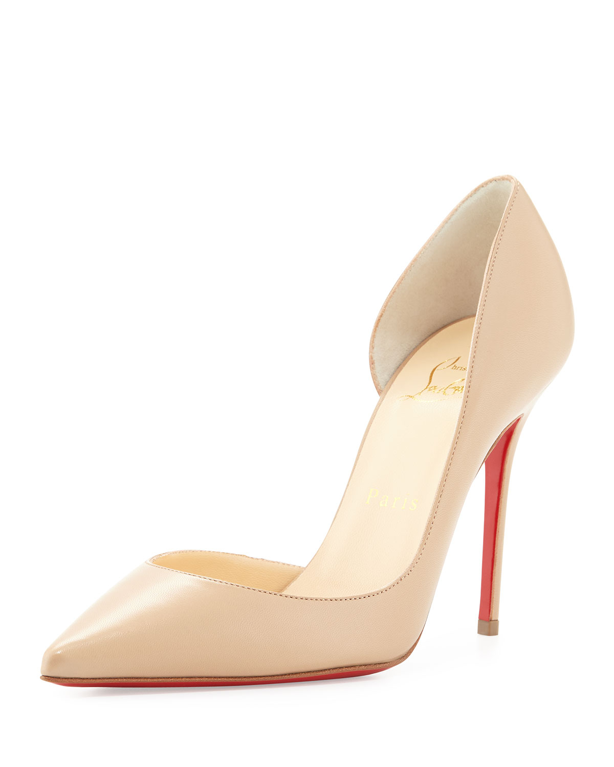 Christian louboutin Iriza Half D\u0026#39;Orsay Leather Pumps in Beige ...