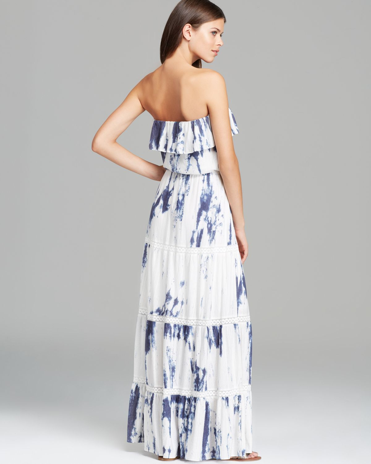 Guess Maxi Dress Strapless Marbled in Blue Lyst