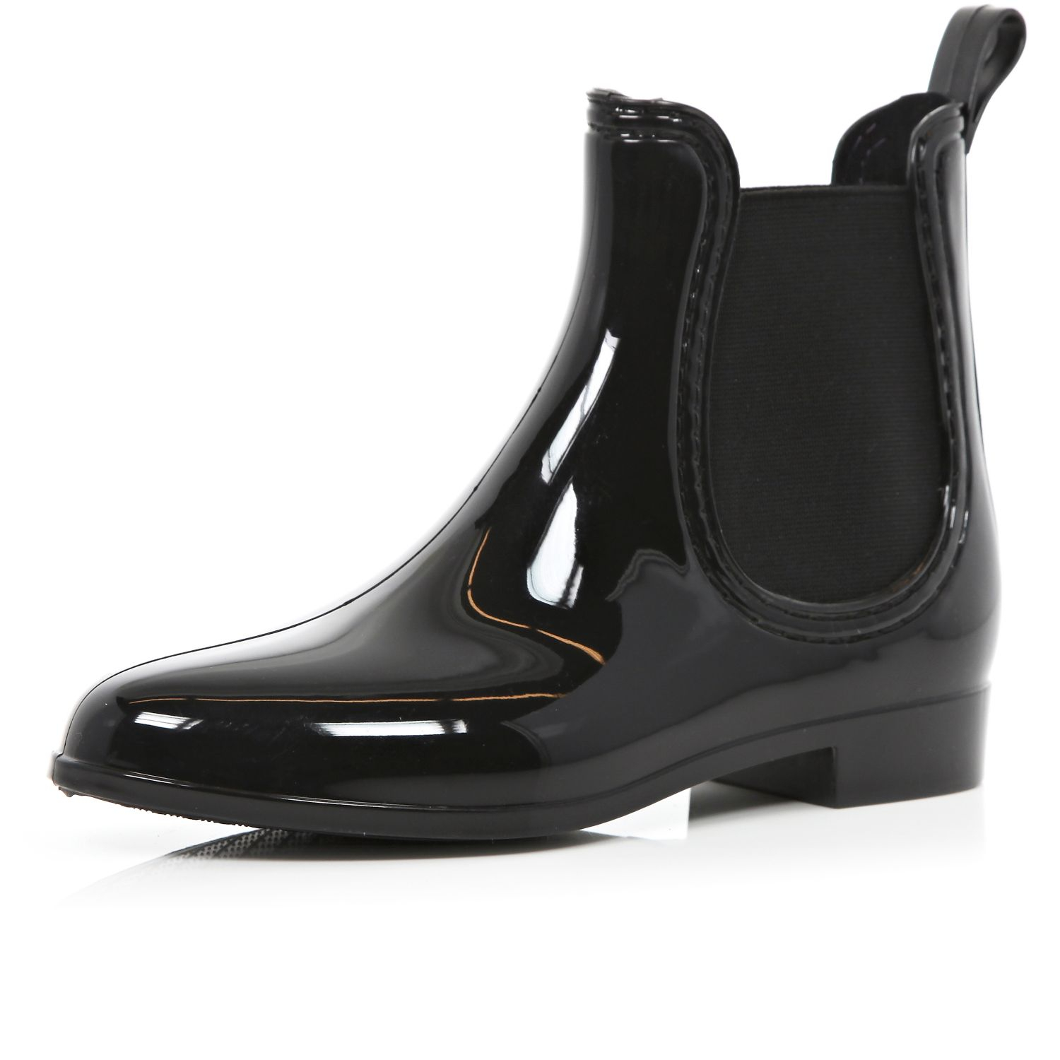 black rubber chelsea boots