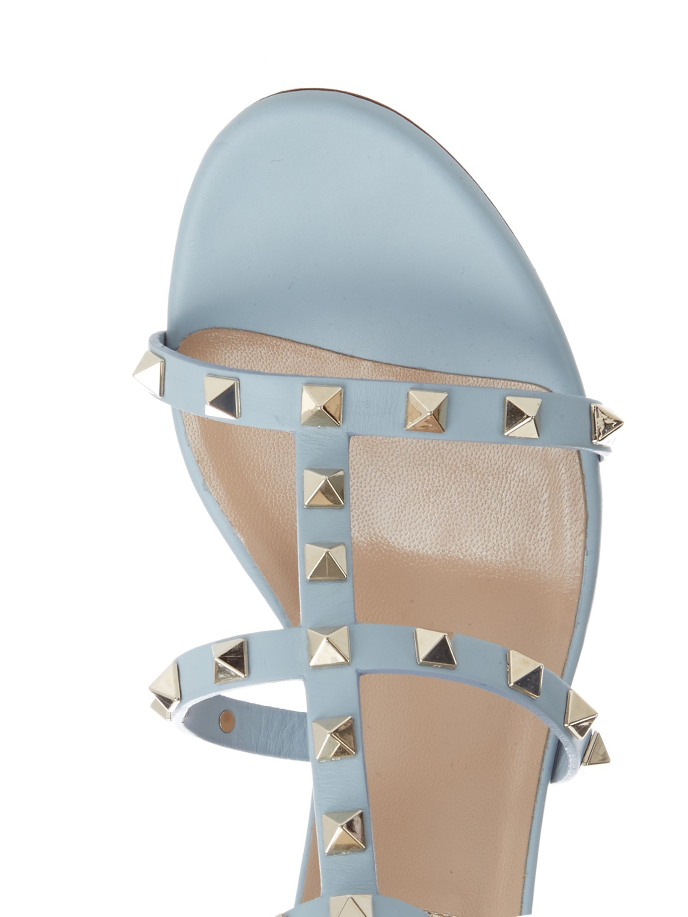 Valentino Rockstud Leather Sandals in Blue | Lyst