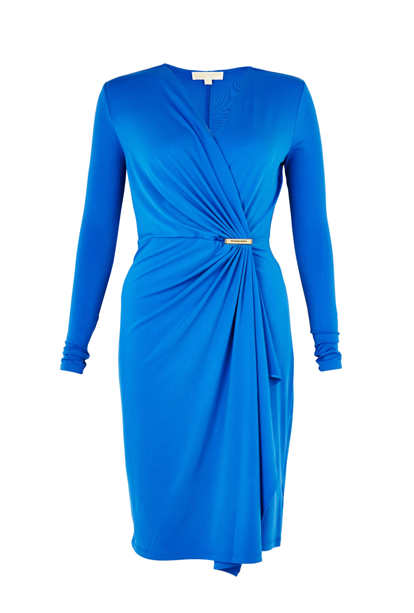Michael Michael Kors Blue Long Sleeve Wrap Dress with Pin in Blue ...
