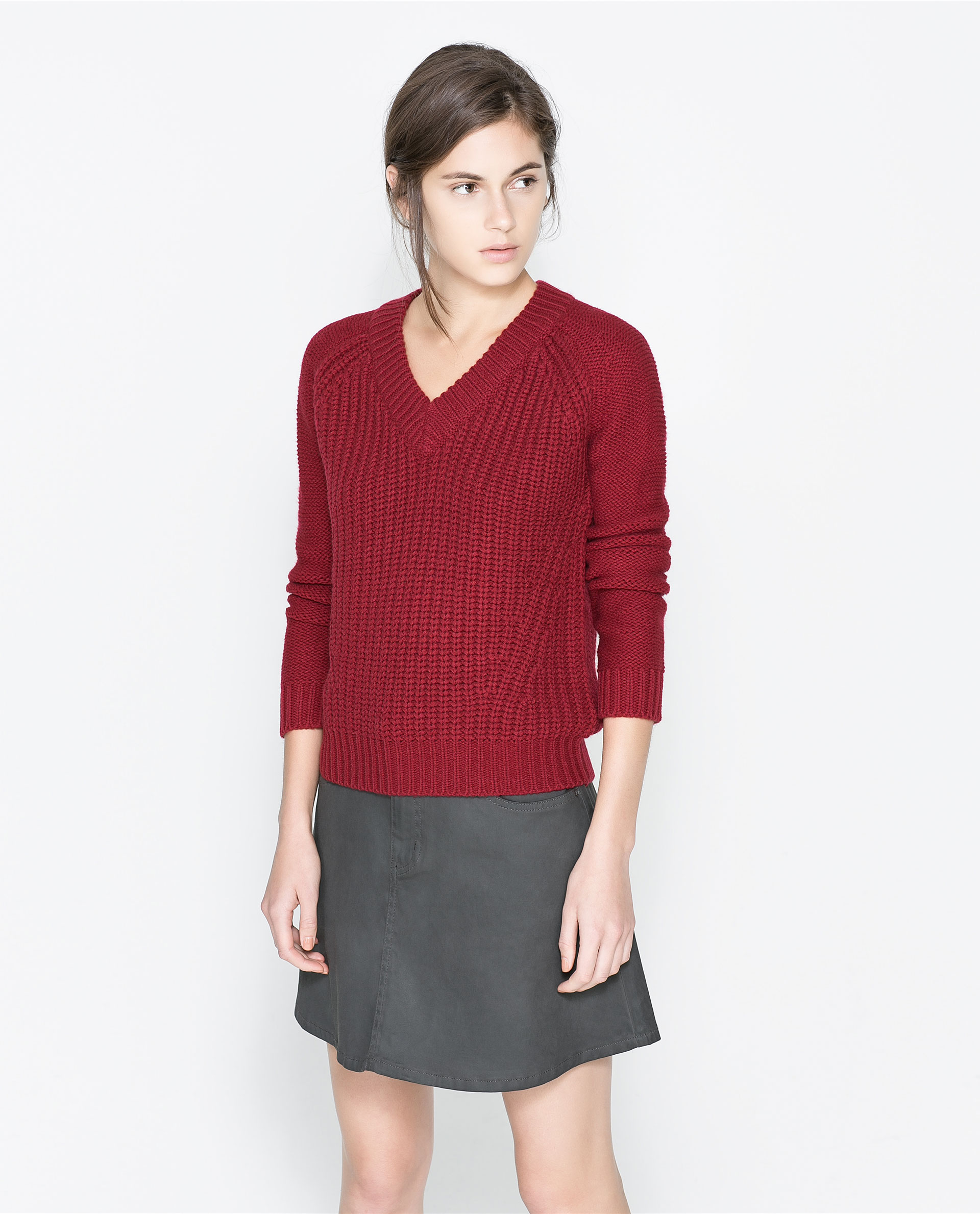 Zara Sweater with Openwork At The Sides in Red Lyst