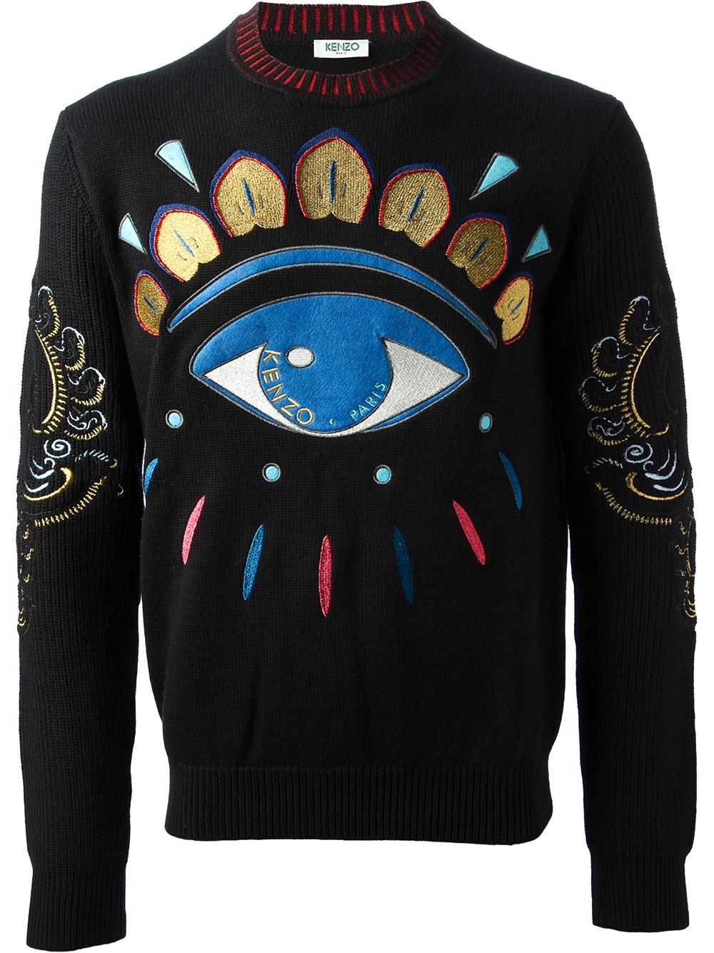KENZO Embroidered Eye Sweater in Black for Men - Lyst
