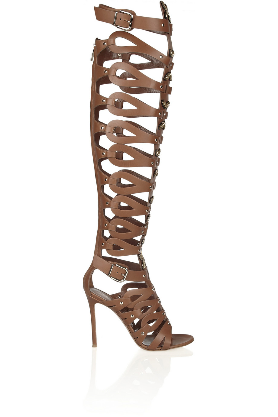 Altuzarra Gianvito Rossi Embellished Leather Cage Sandals in Brown | Lyst