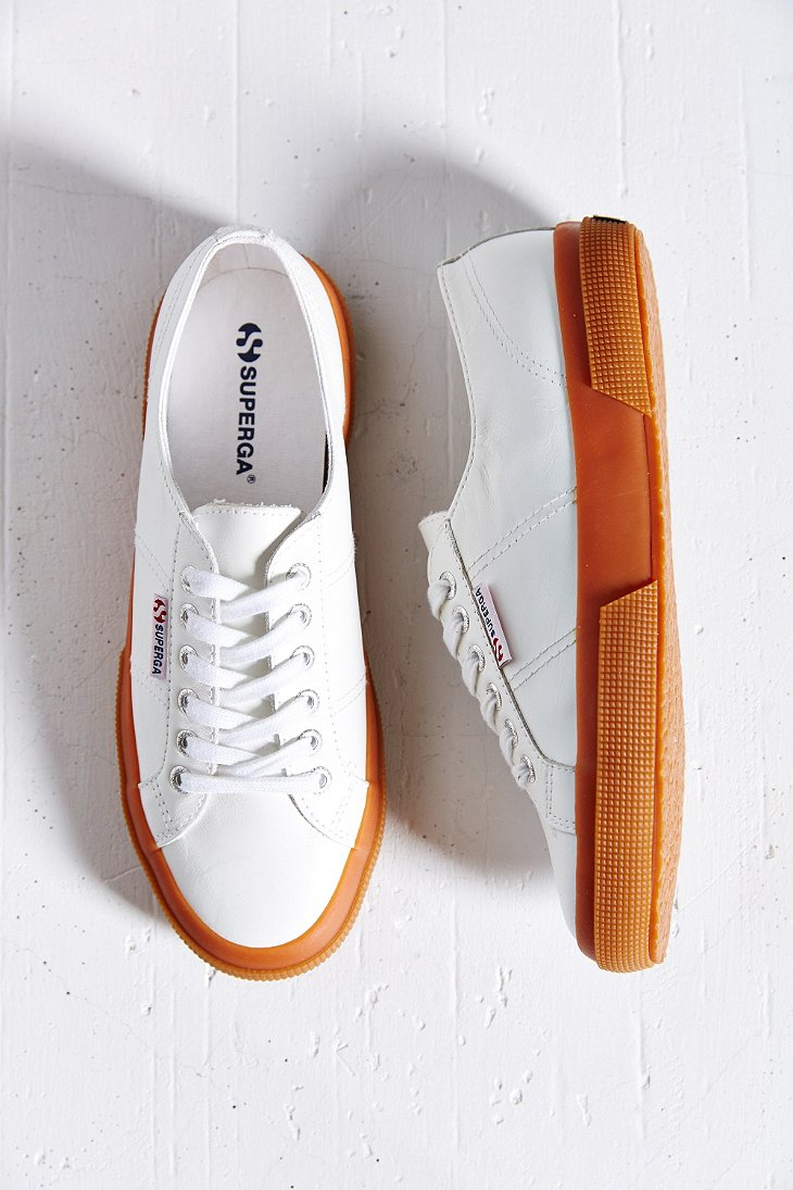 Superga 2750 Leather Gumsole Low-top Sneaker in White | Lyst