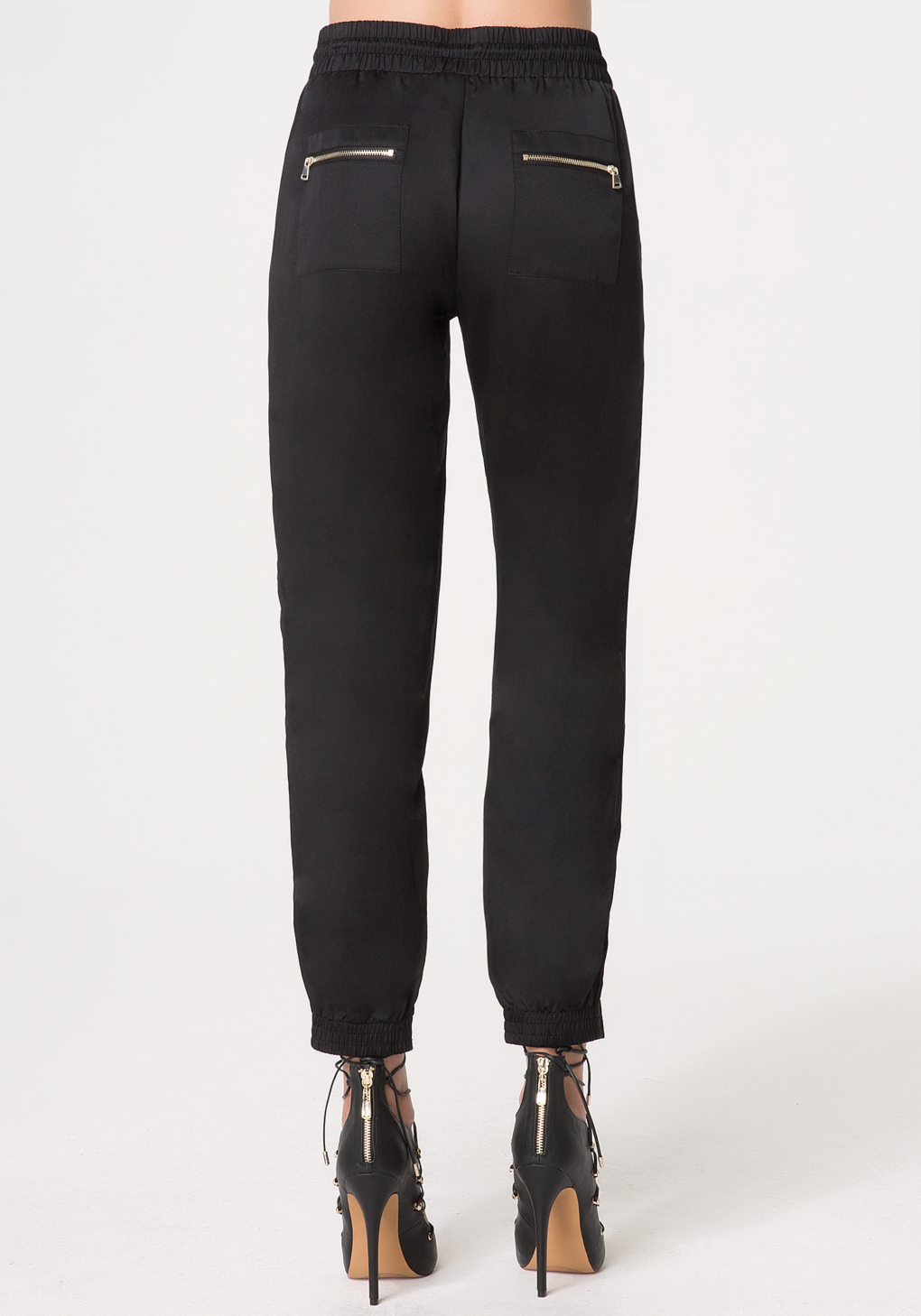 Bebe Silk Jogger Pants in Black - Lyst