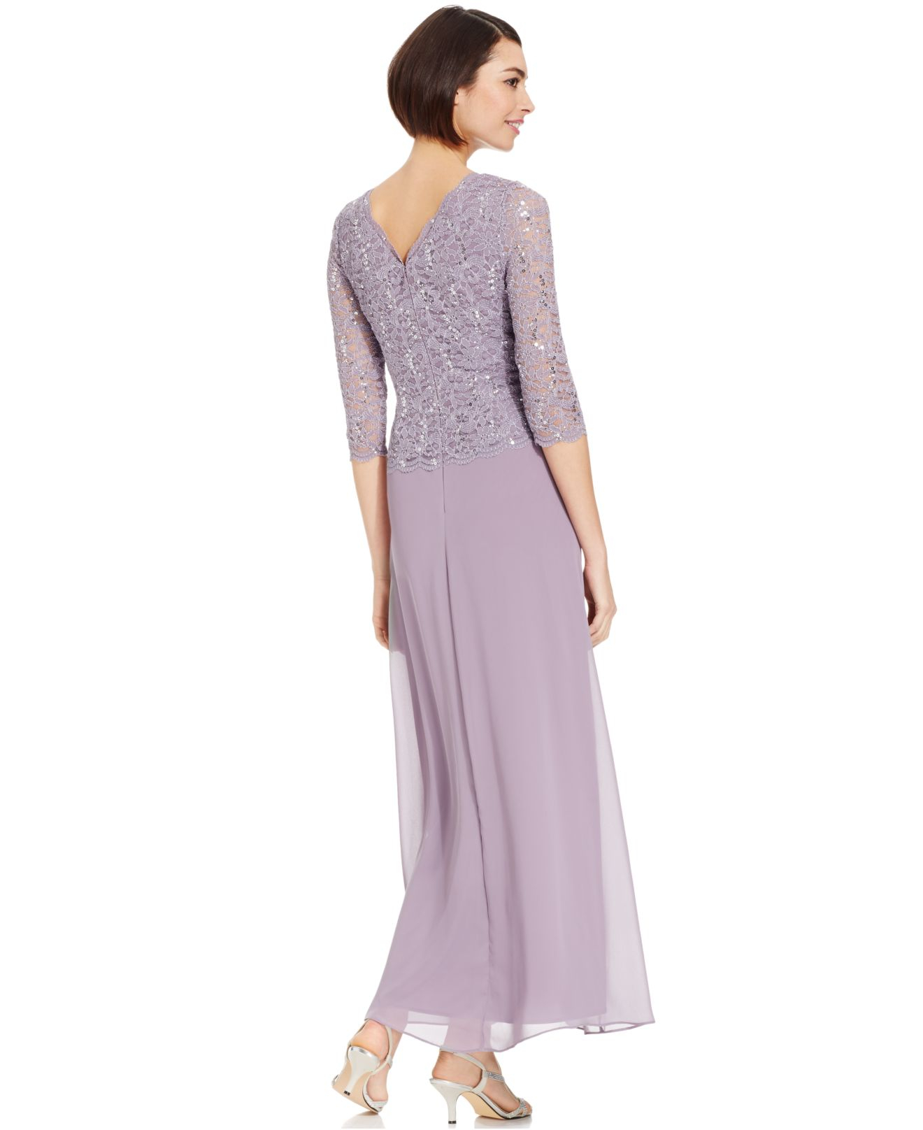 Alex evenings women's clearance sequin lace mock dress