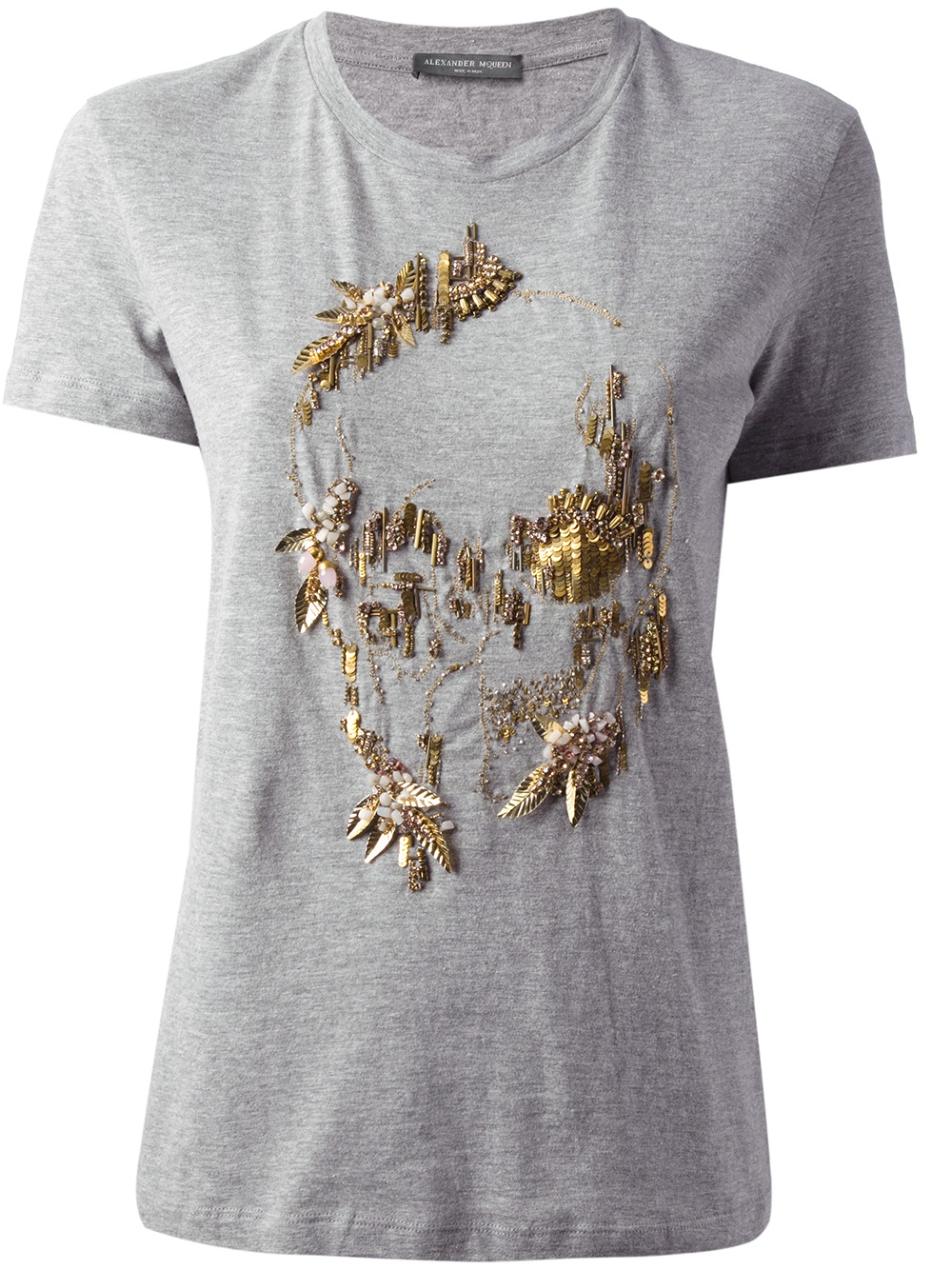 Alexander McQueen Embellished TShirt in Grey (Gray) Lyst
