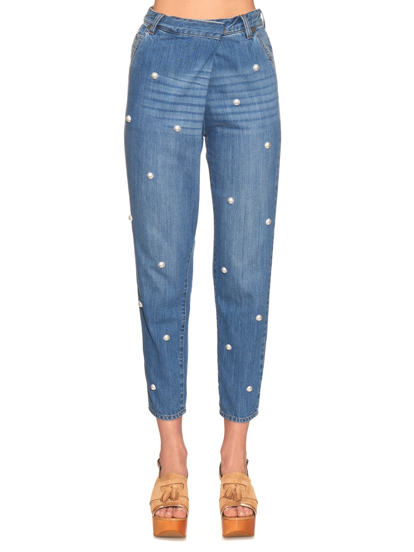 boyfriend jeans with pearls