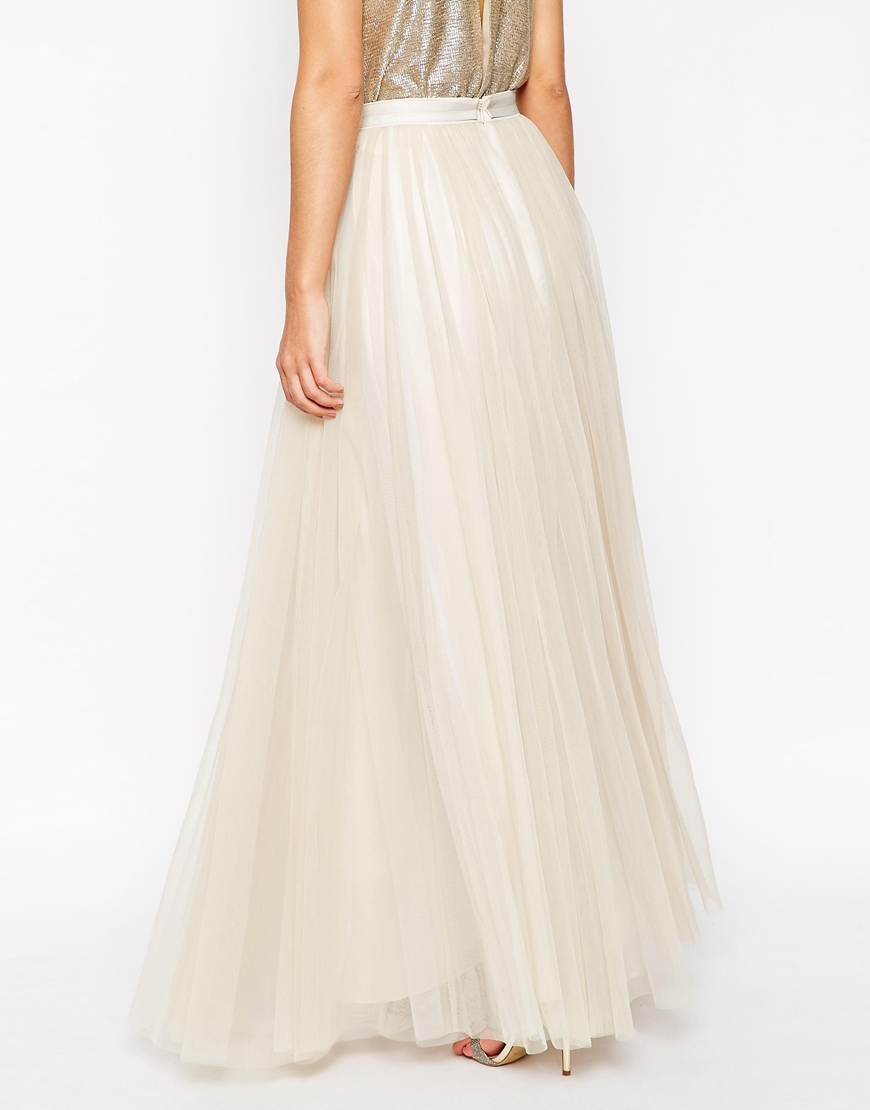 cream tulle maxi skirt
