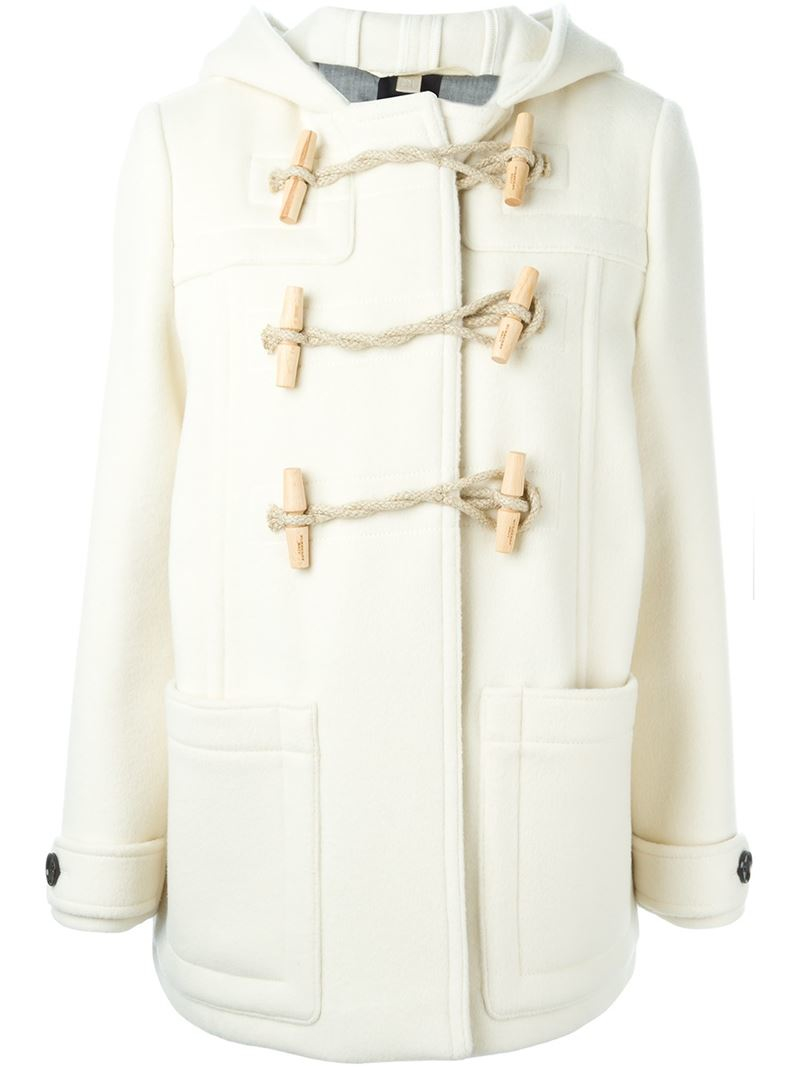 Burberry Brit Hooded Duffle Coat in White - Lyst