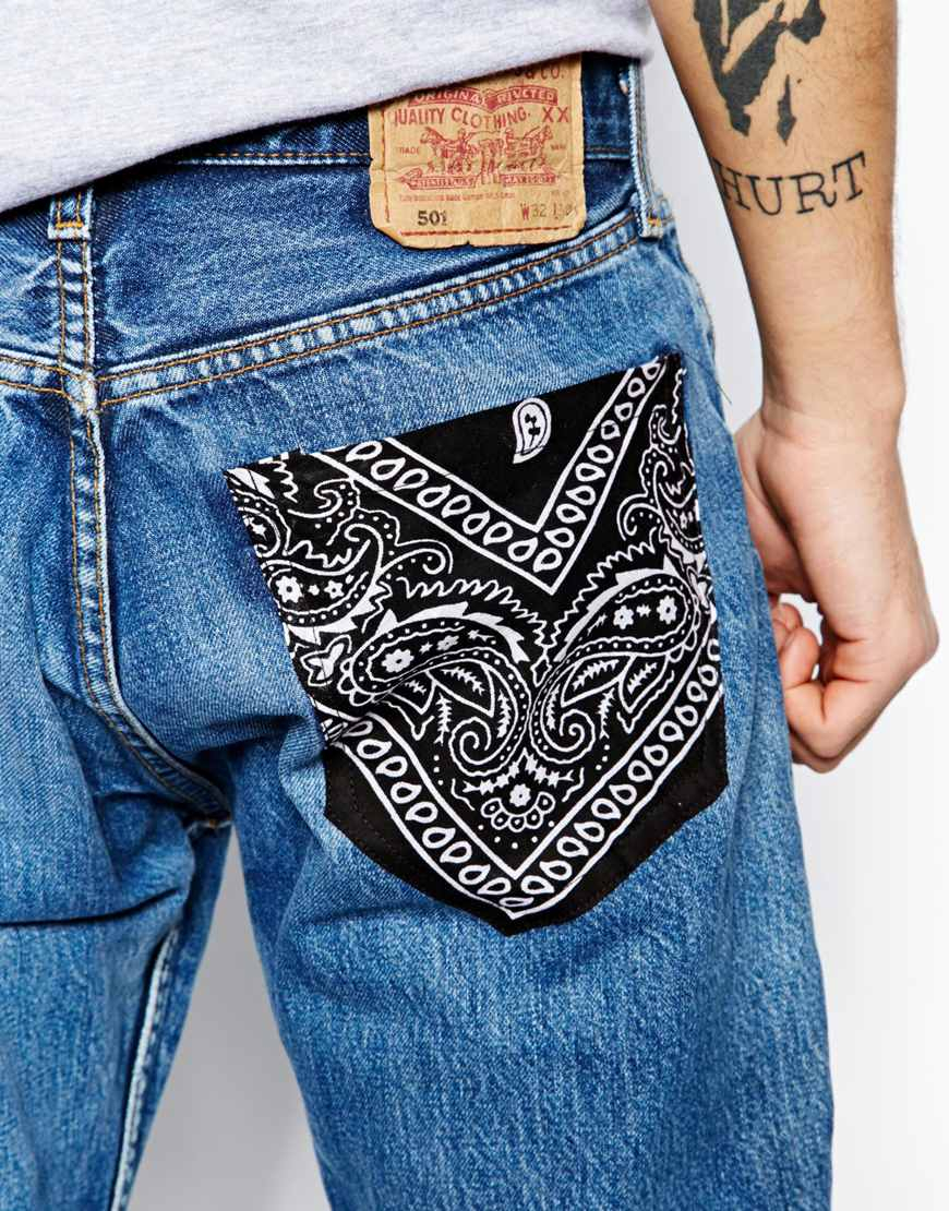mens blue bandana shorts
