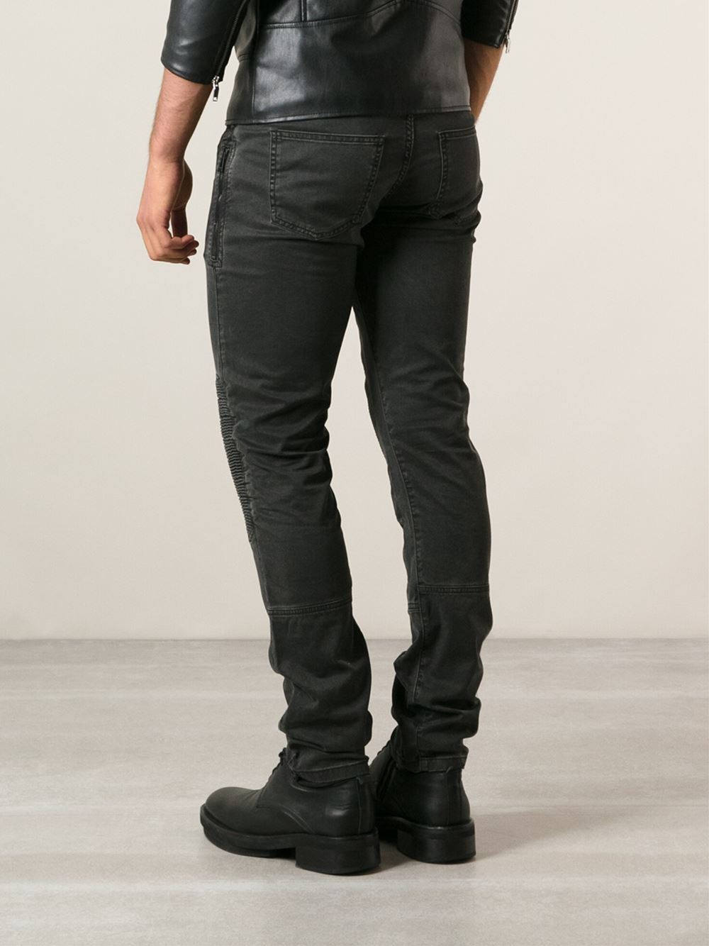 Belstaff Ribbed Knee Slim Jeans in Black for Men - Lyst