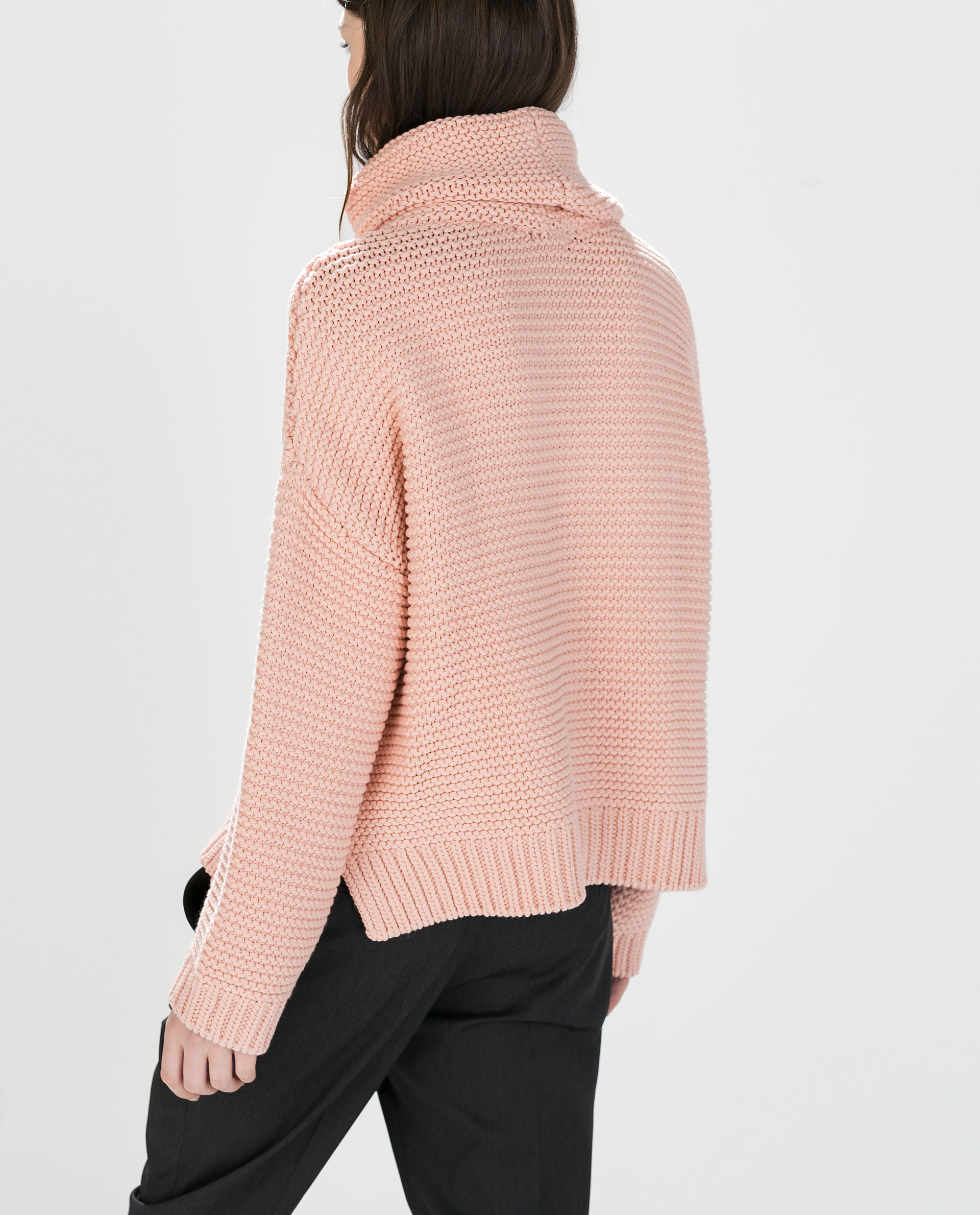 Zara High Neck Sweater in Pink | Lyst