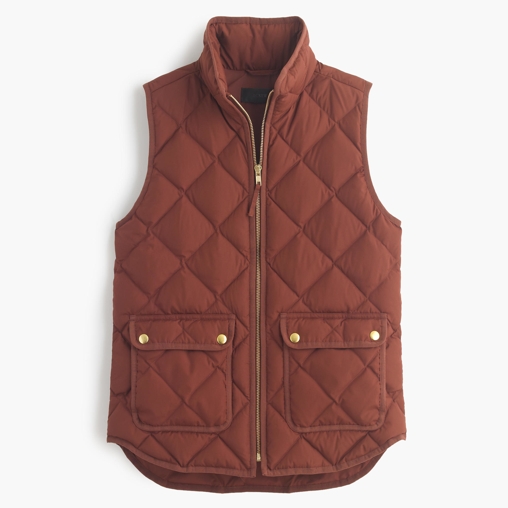 J.crew Petite Excursion Quilted Down Vest in Brown (bronzed brown) | Lyst