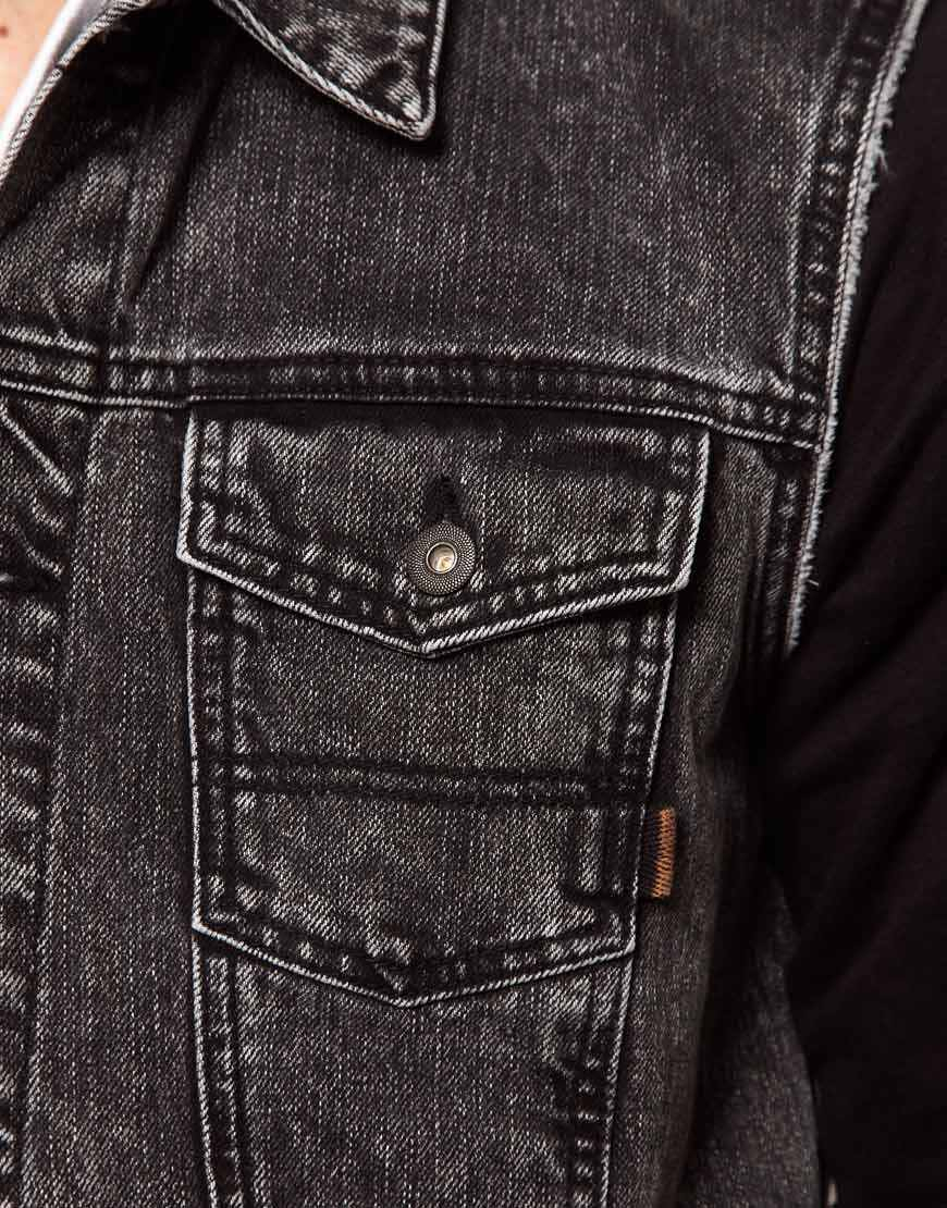 ASOS Sleeveless Denim Jacket with Acid Wash in Black for Men Lyst