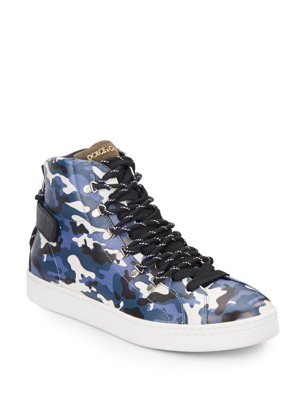 Camo-print Leather High-top Sneakers 