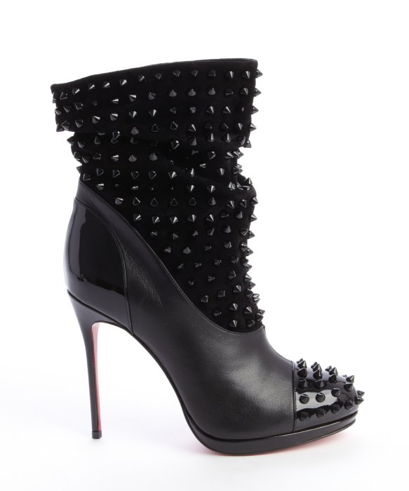 replica louboutin shoes men - Christian louboutin Black Suede and Leather Embellished Spike Wars ...