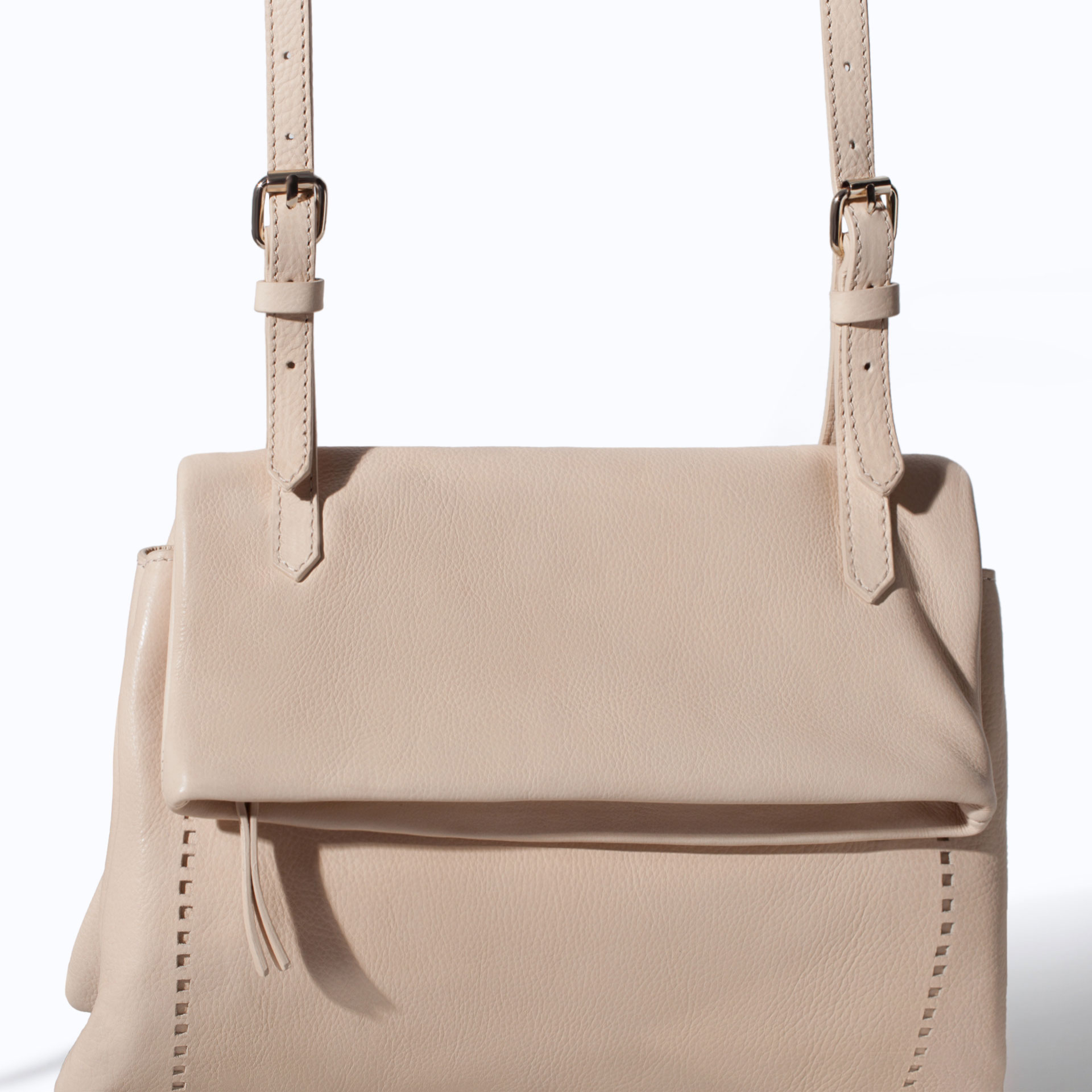 Zara Leather Messenger Bag in Natural Lyst