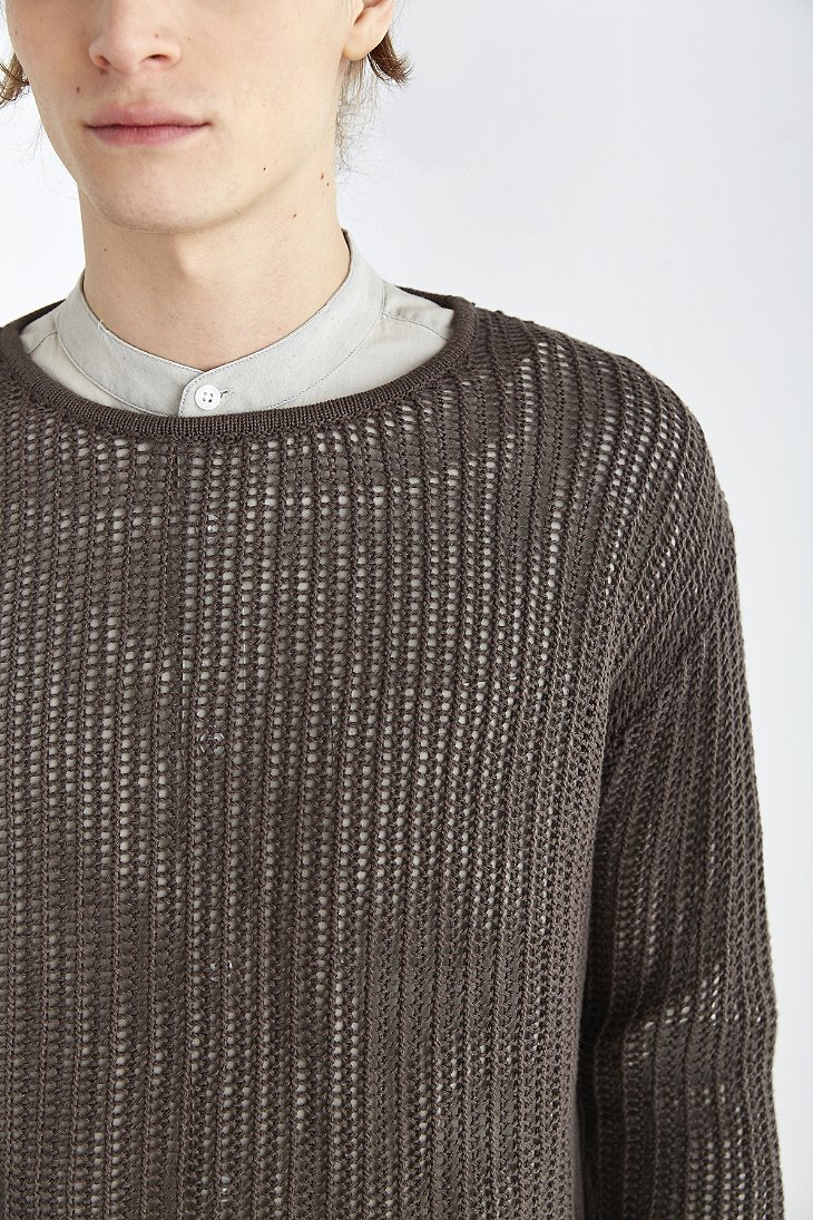 Your Neighbors Open Knit Crew Neck Sweater in Green for Men | Lyst