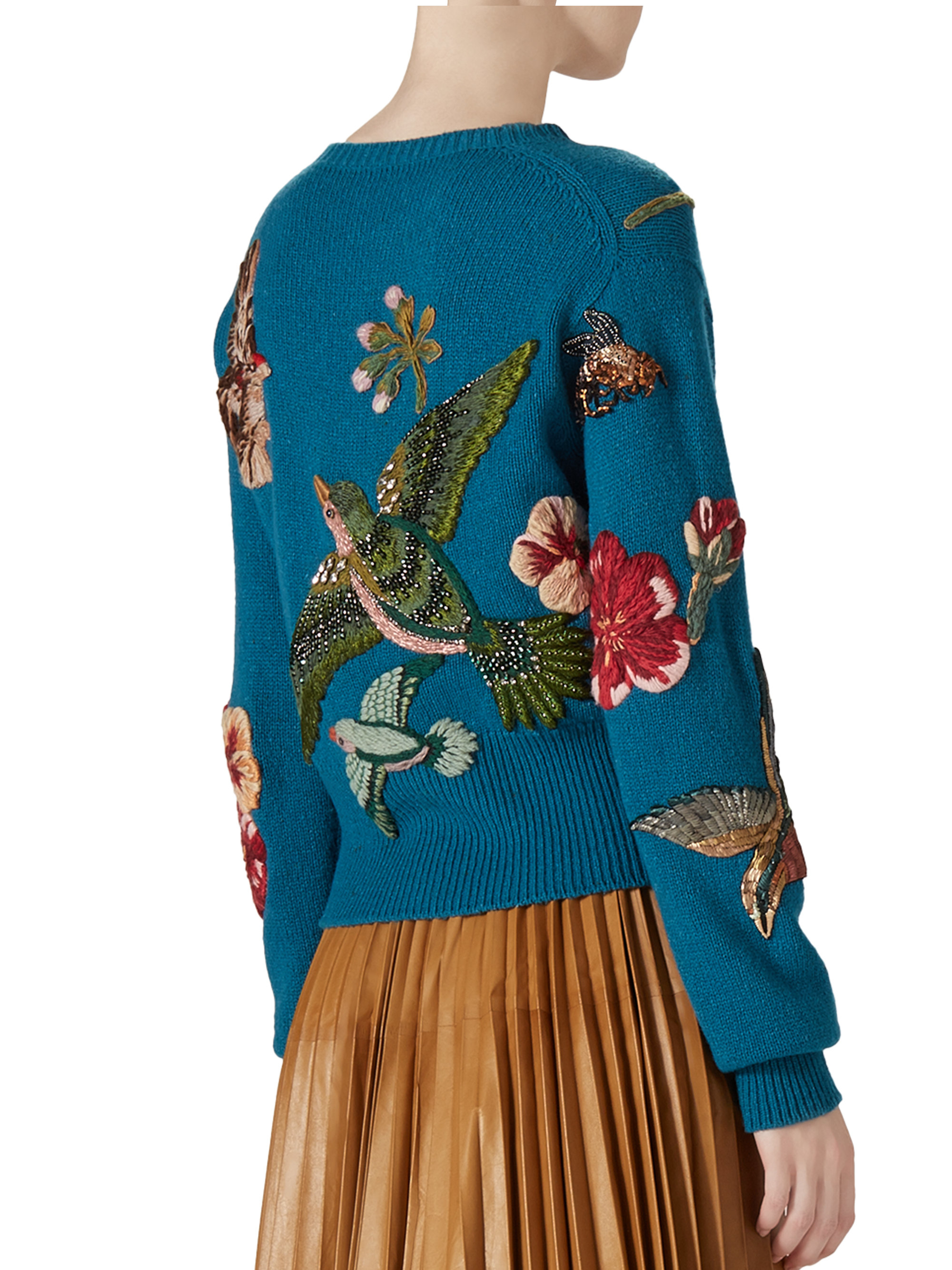 Undskyld mig benzin bag Gucci Embroidered Wool Knit Top in Blue - Lyst