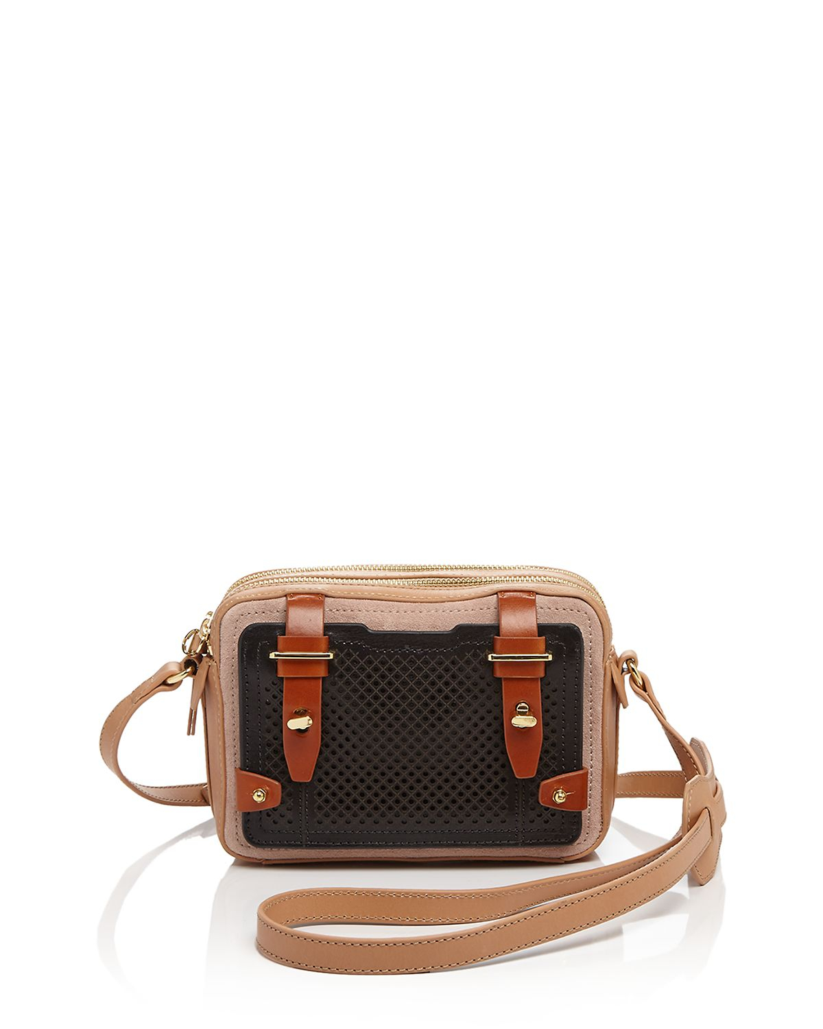 Lyst Etienne Aigner Crossbody Perforated Suede Mini Stag In Brown Gallery