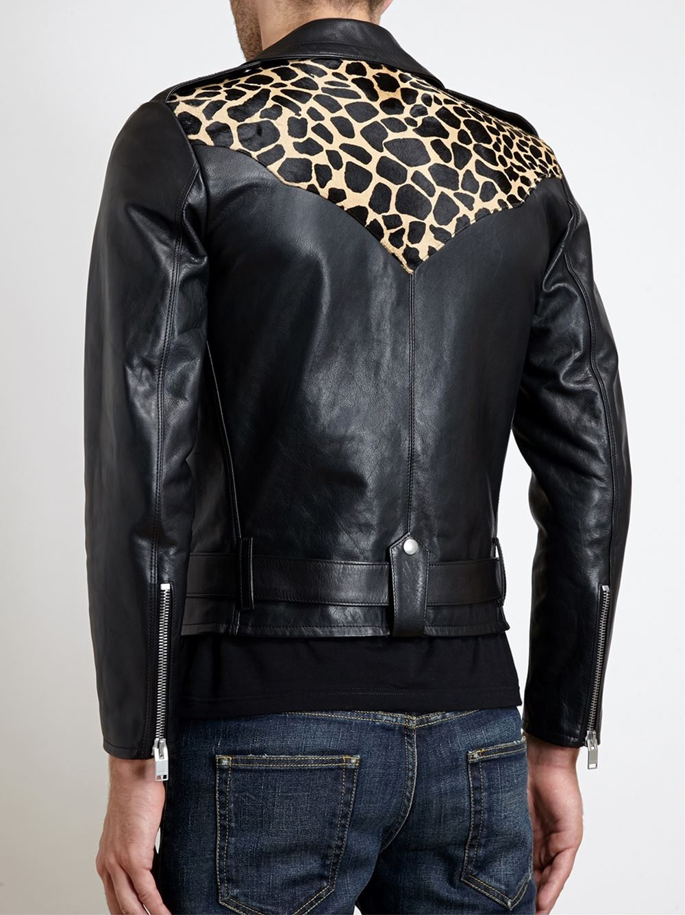 Saint Laurent Animal Print Biker Jacket in Black for Men Lyst