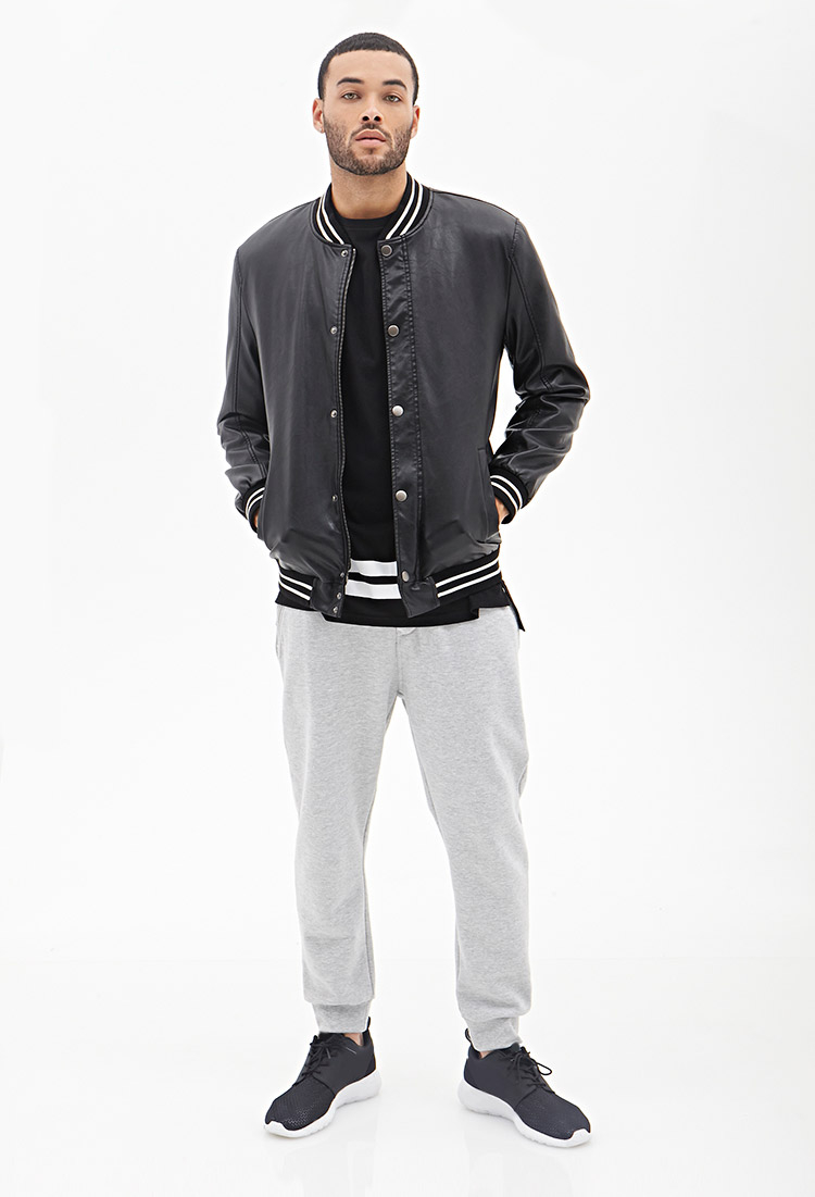 plain black varsity jacket